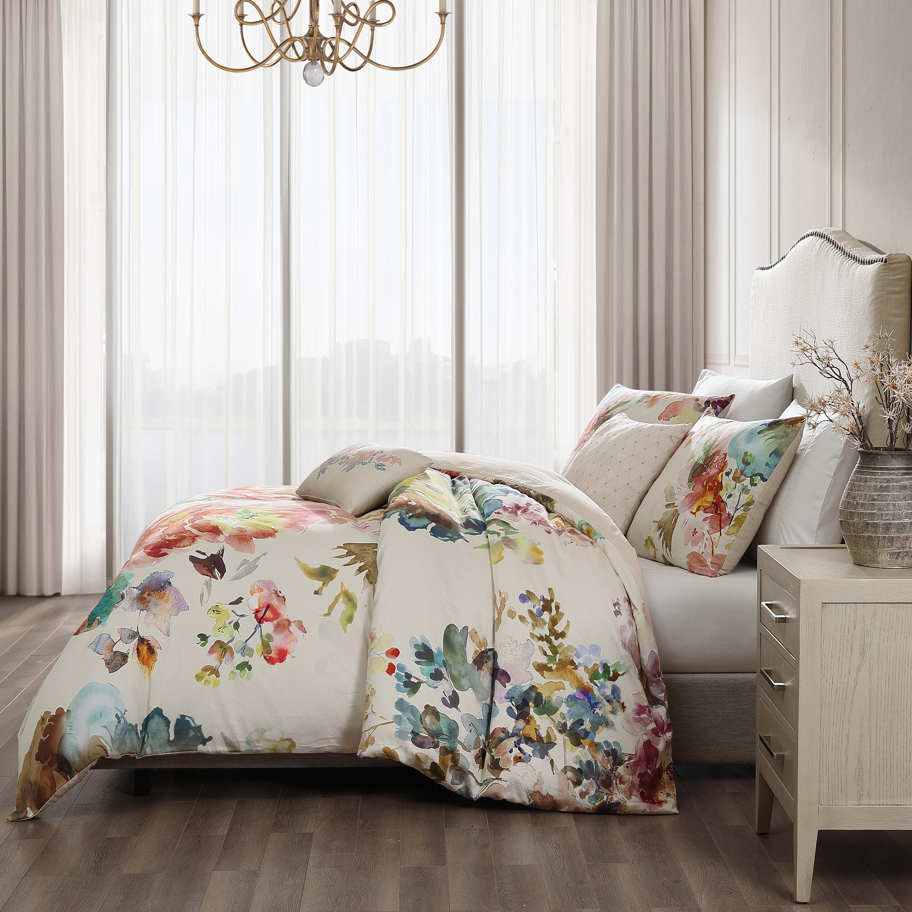 Bebejan Antique Flowers Ivory 3 Piece Reversible Comforter Set in Queen- Final Sale Comforter Sets By US Office - Latest Bedding