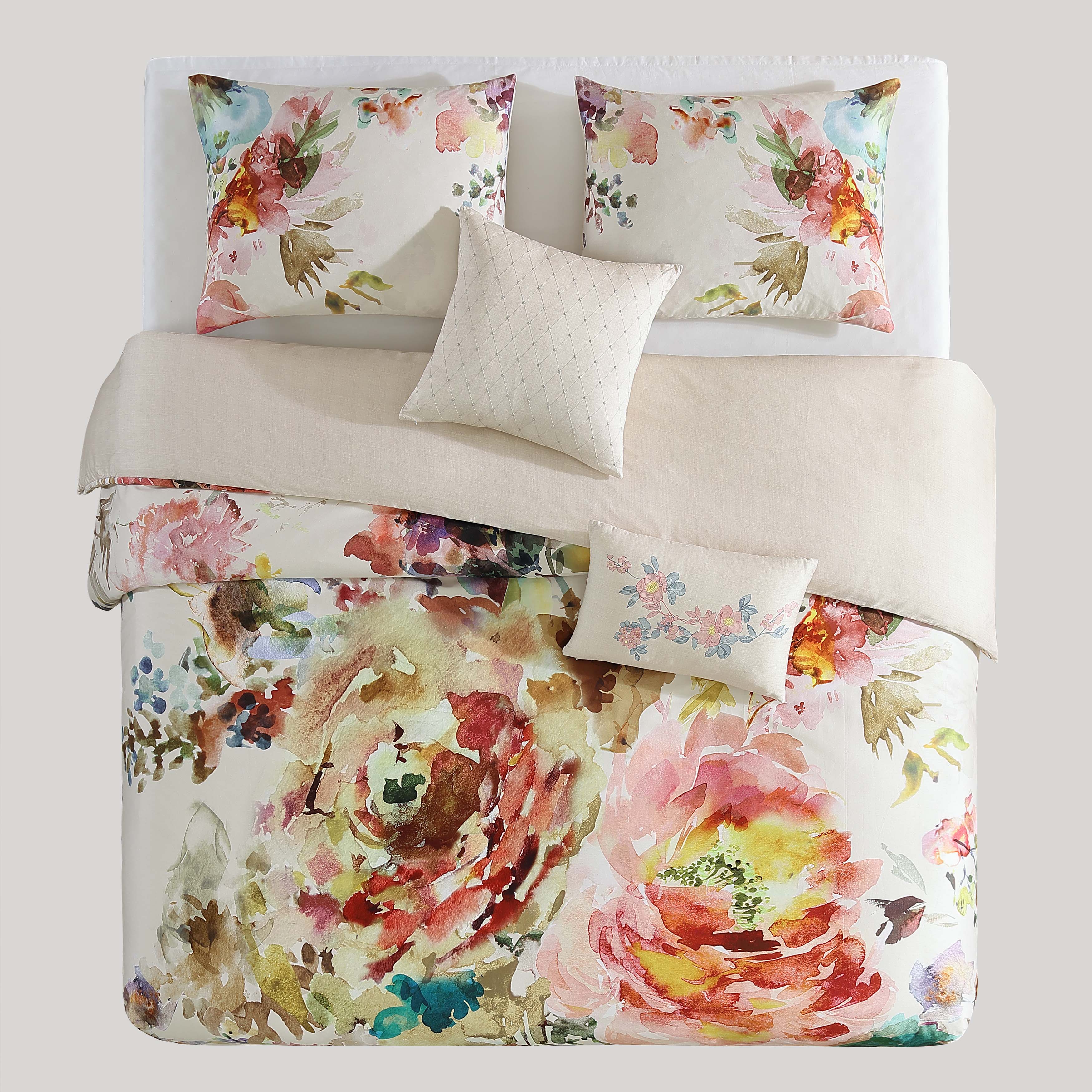 Bebejan Antique Flowers Ivory 3 Piece Reversible Comforter Set in Queen- Final Sale Comforter Sets By US Office - Latest Bedding