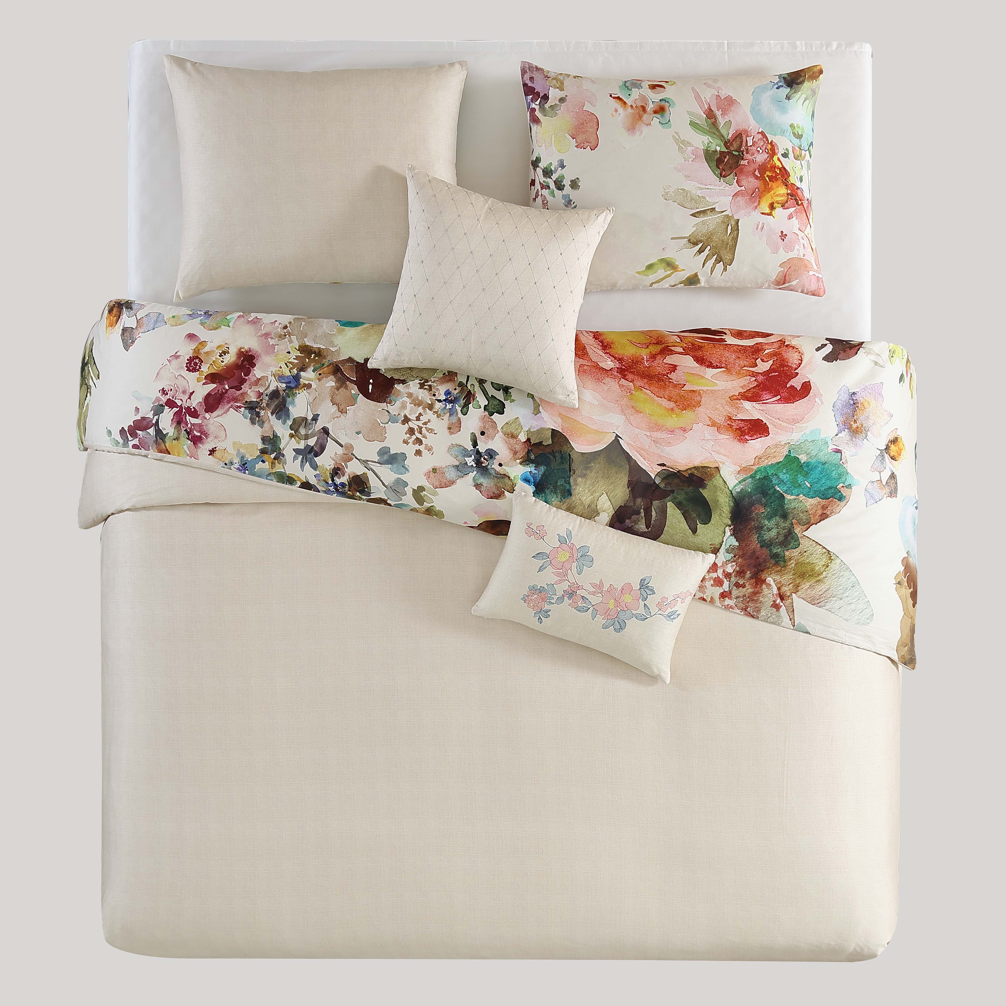 Bebejan Antique Flowers Ivory 3 Piece Reversible Comforter Set in Queen- Final Sale Comforter Sets By US Office - Latest Bedding
