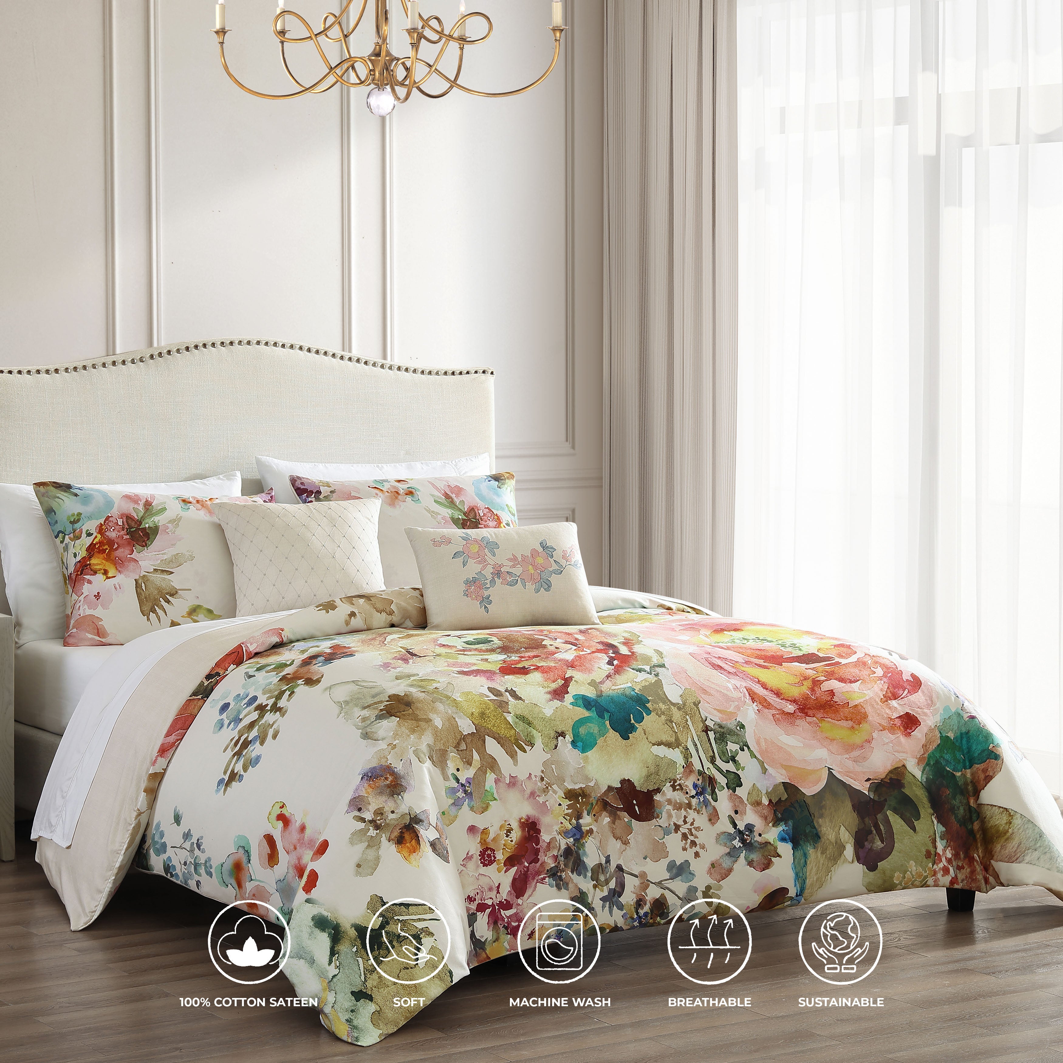 Bebejan Antique Flowers Ivory 5 Piece Reversible Comforter Set Comforter Sets By Bebejan®