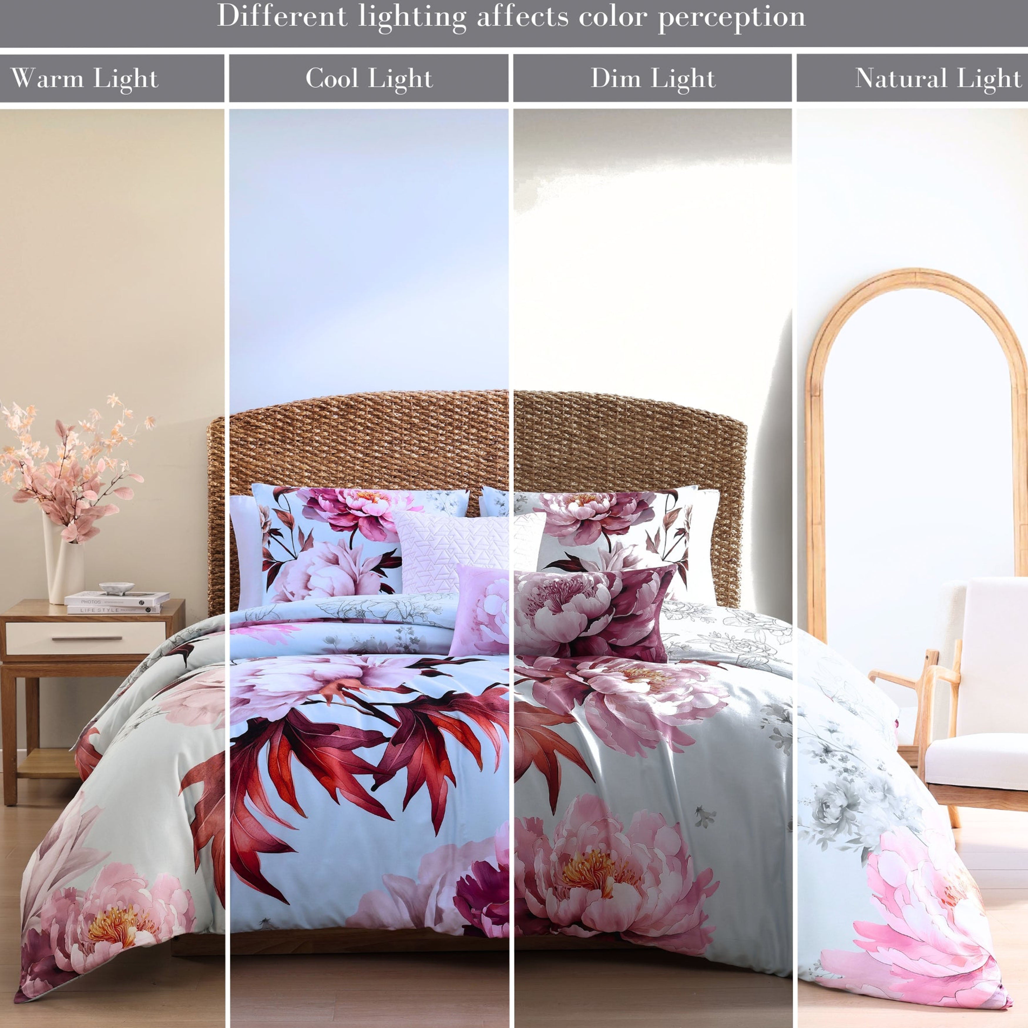 Bebejan Blooming Peonies 5 Piece Reversible Comforter Set