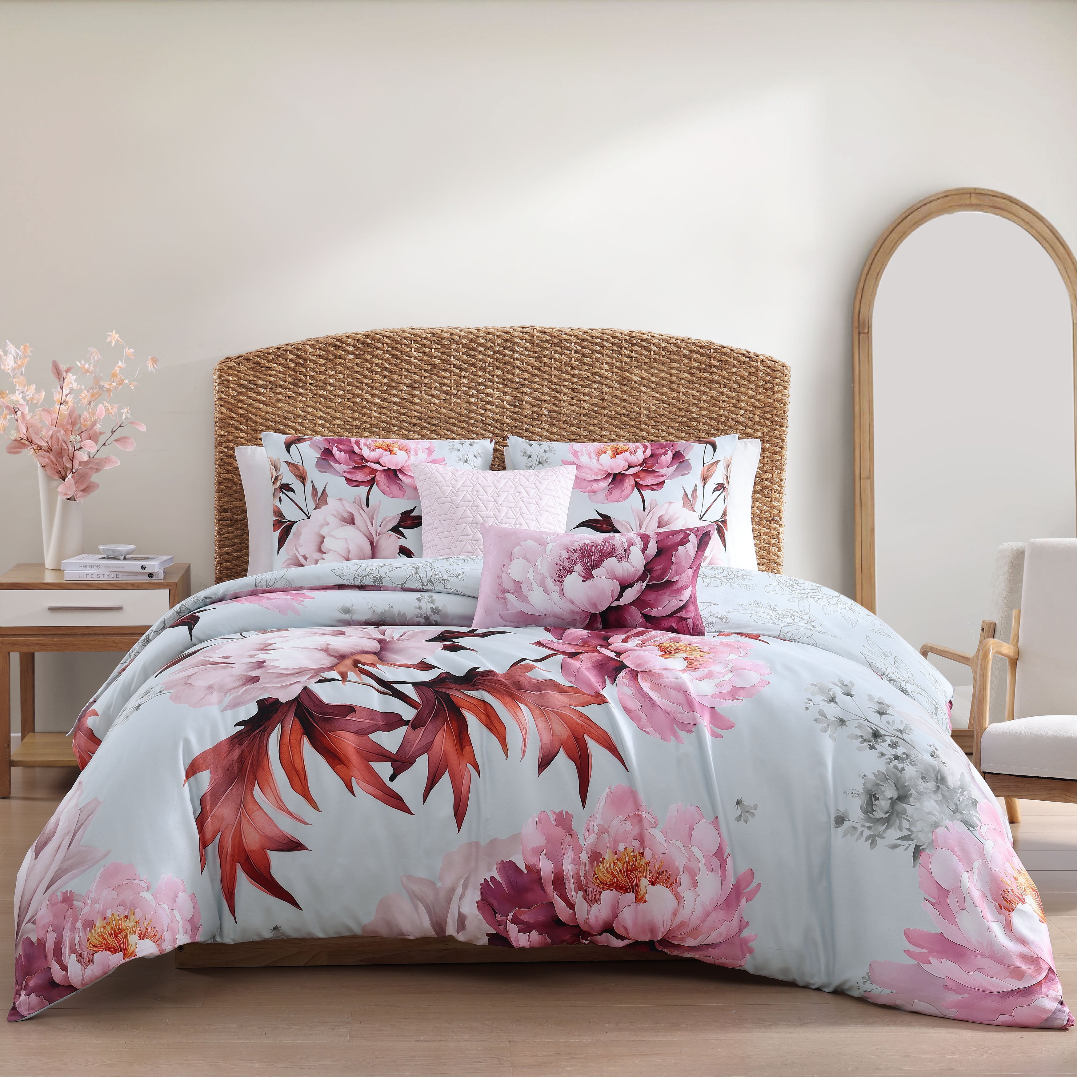 Bebejan Blooming Peonies 5 Piece Reversible Comforter Set