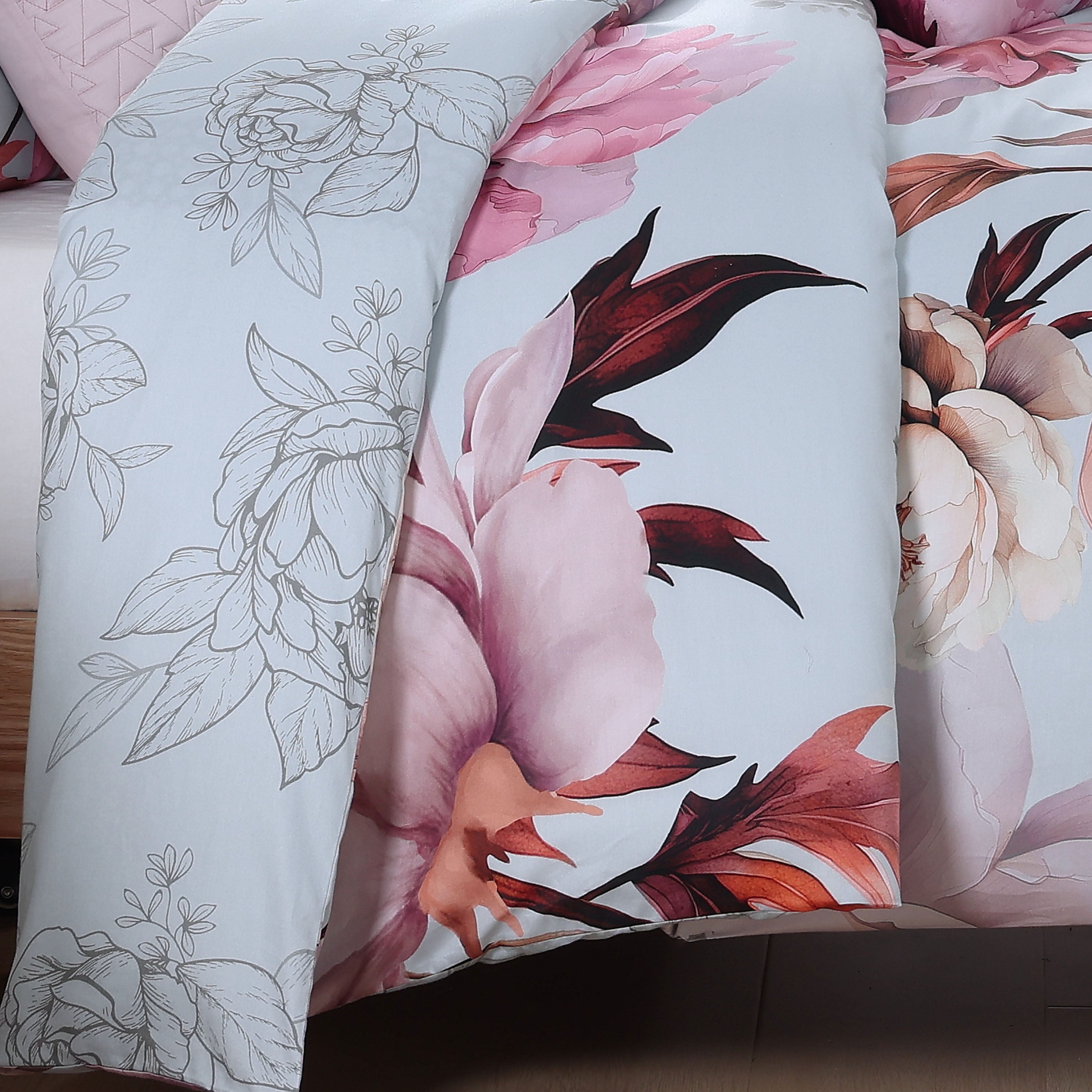 Bebejan Blooming Peonies 5 Piece Reversible Comforter Set