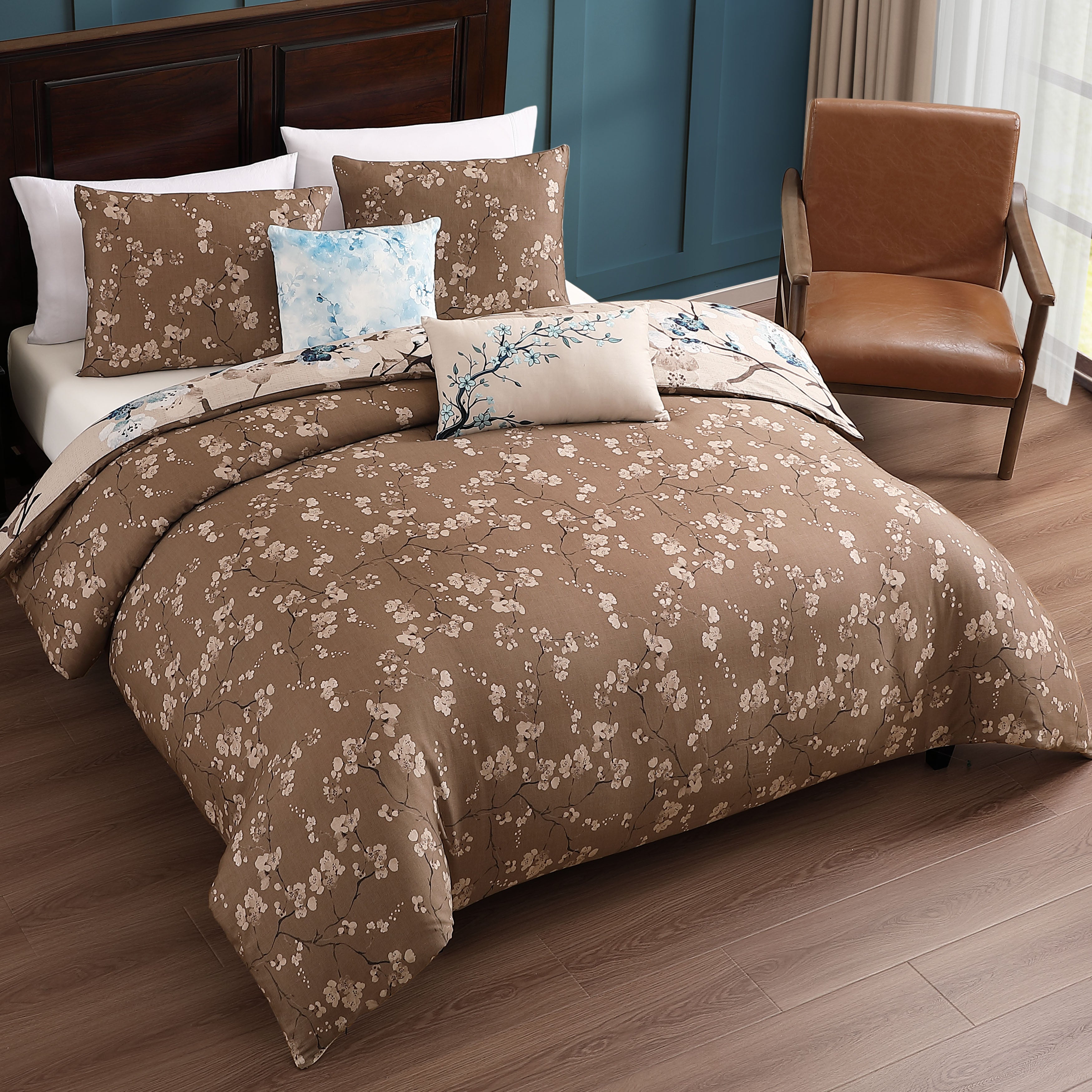 Bebejan Blue Blossom 5 Piece Reversible Comforter Set Comforter Sets By Bebejan®