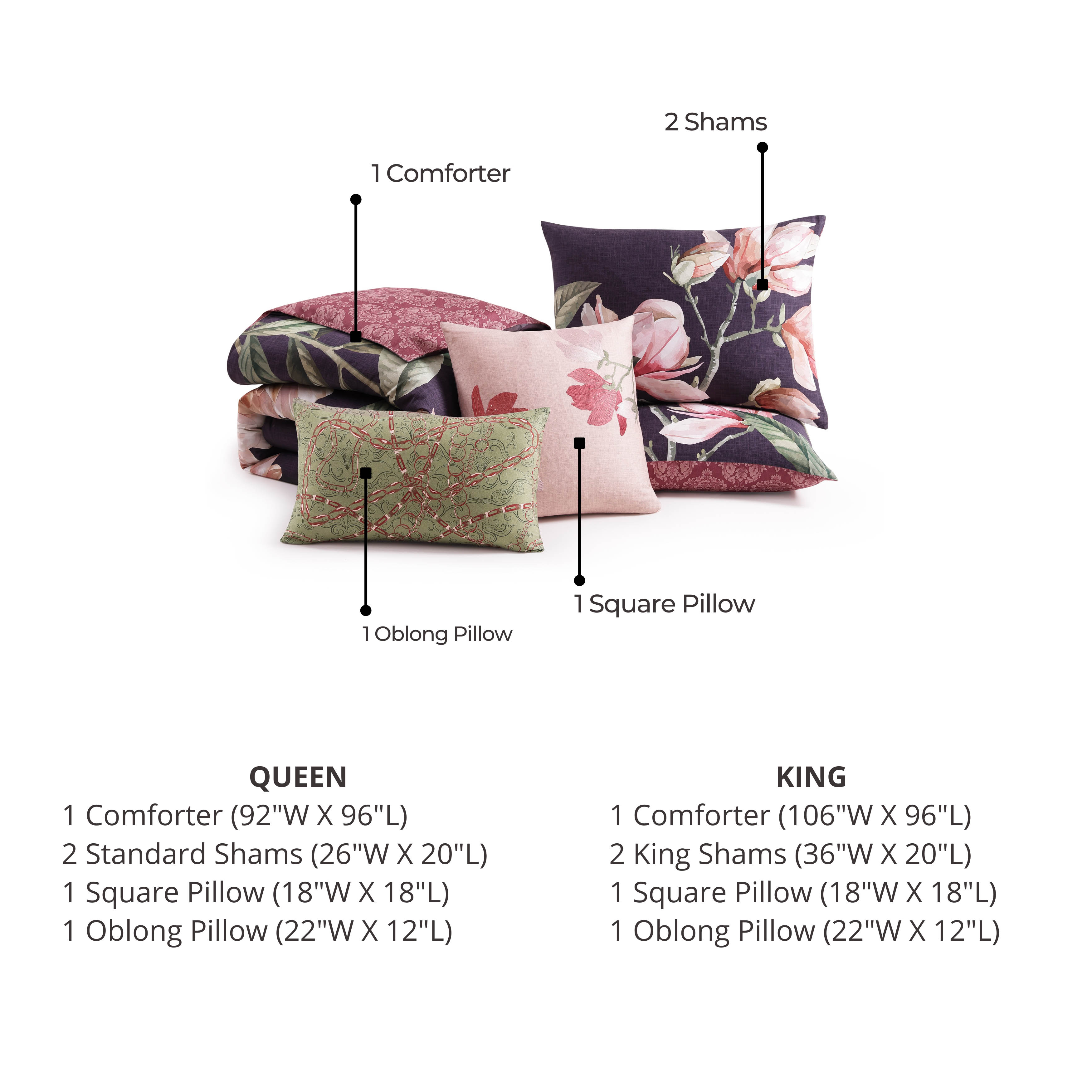 Bebejan Blush Serenade 5 Piece Reversible Comforter Set