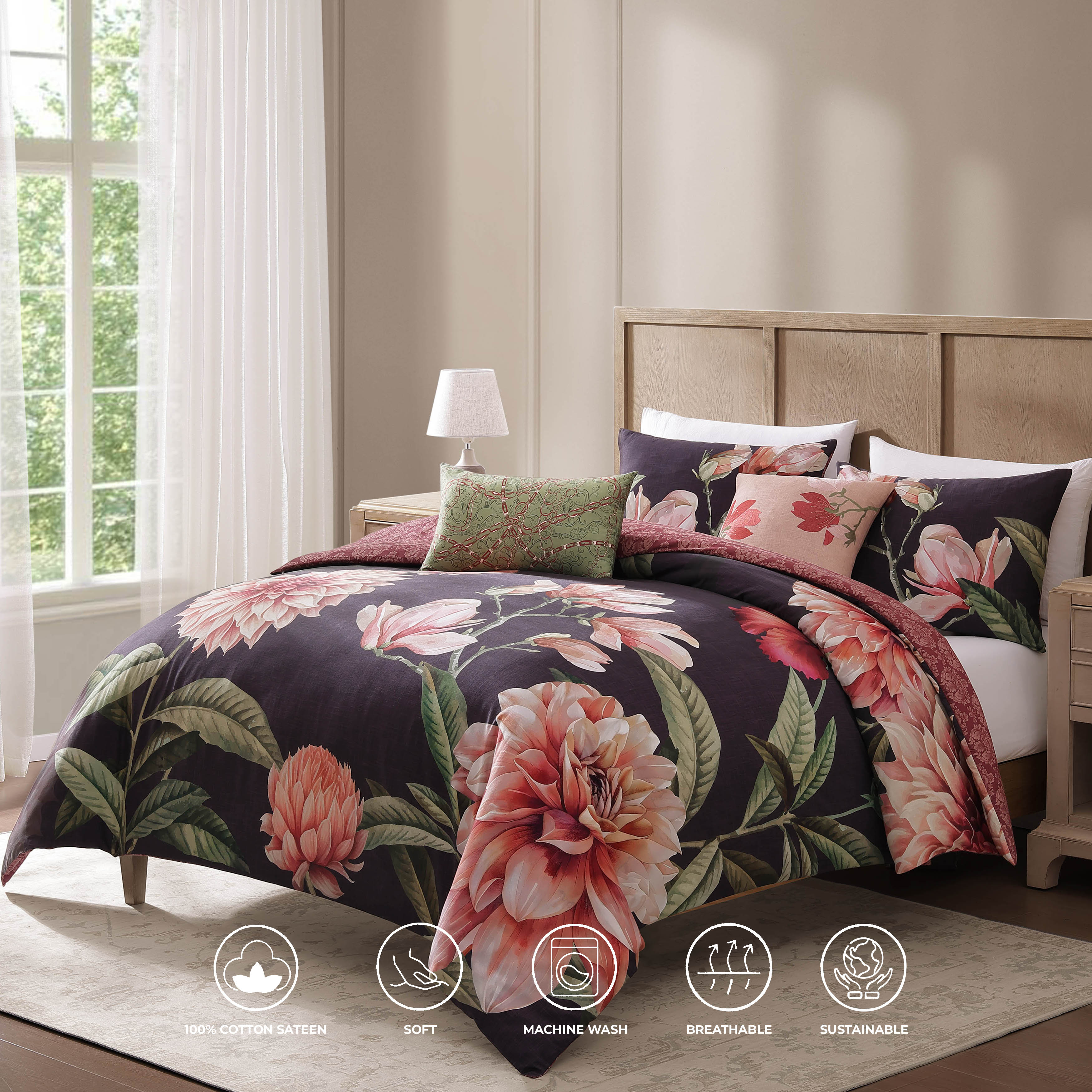 Bebejan Blush Serenade 5 Piece Reversible Comforter Set