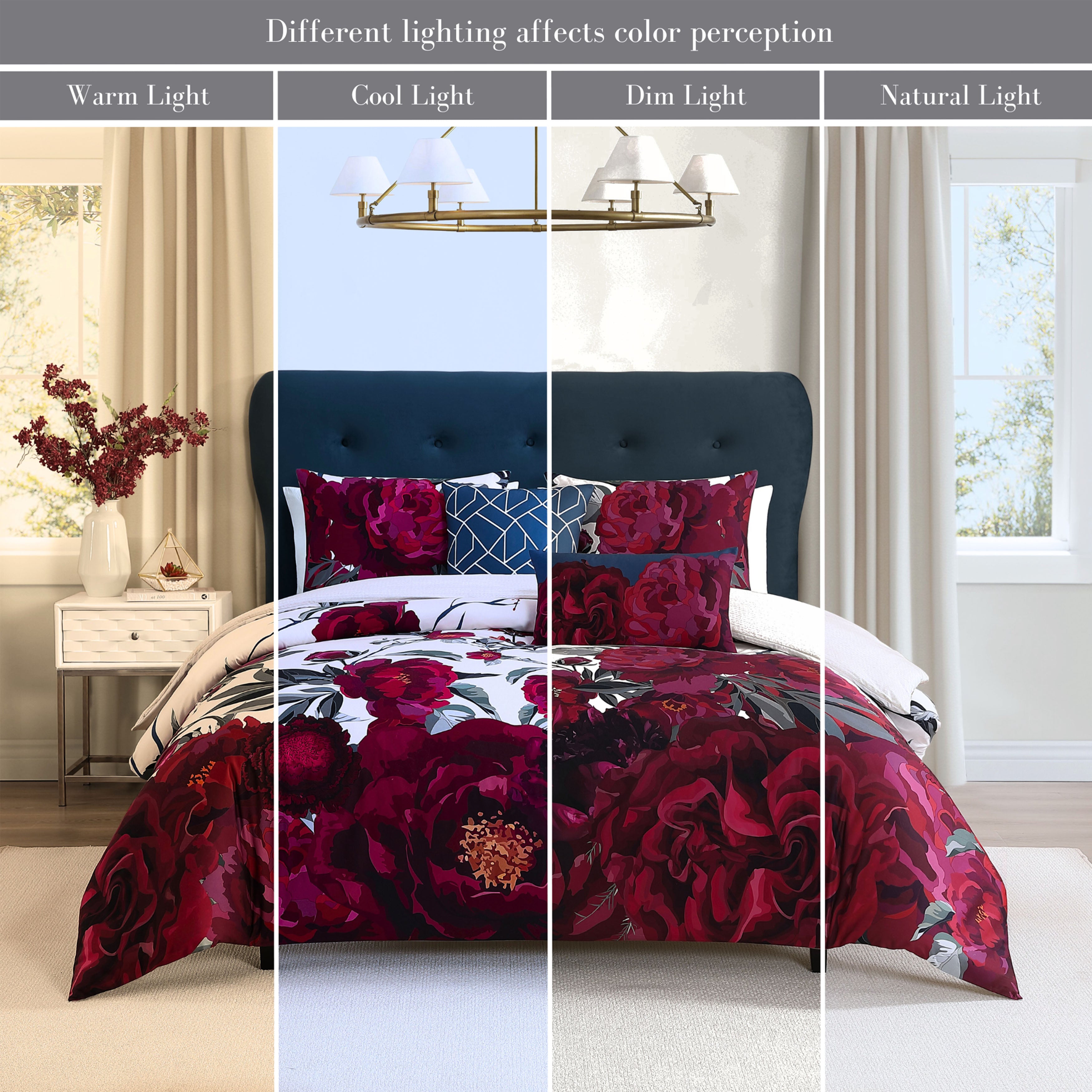 Bebejan Burgundy Branches 5 Piece Reversible Comforter Set