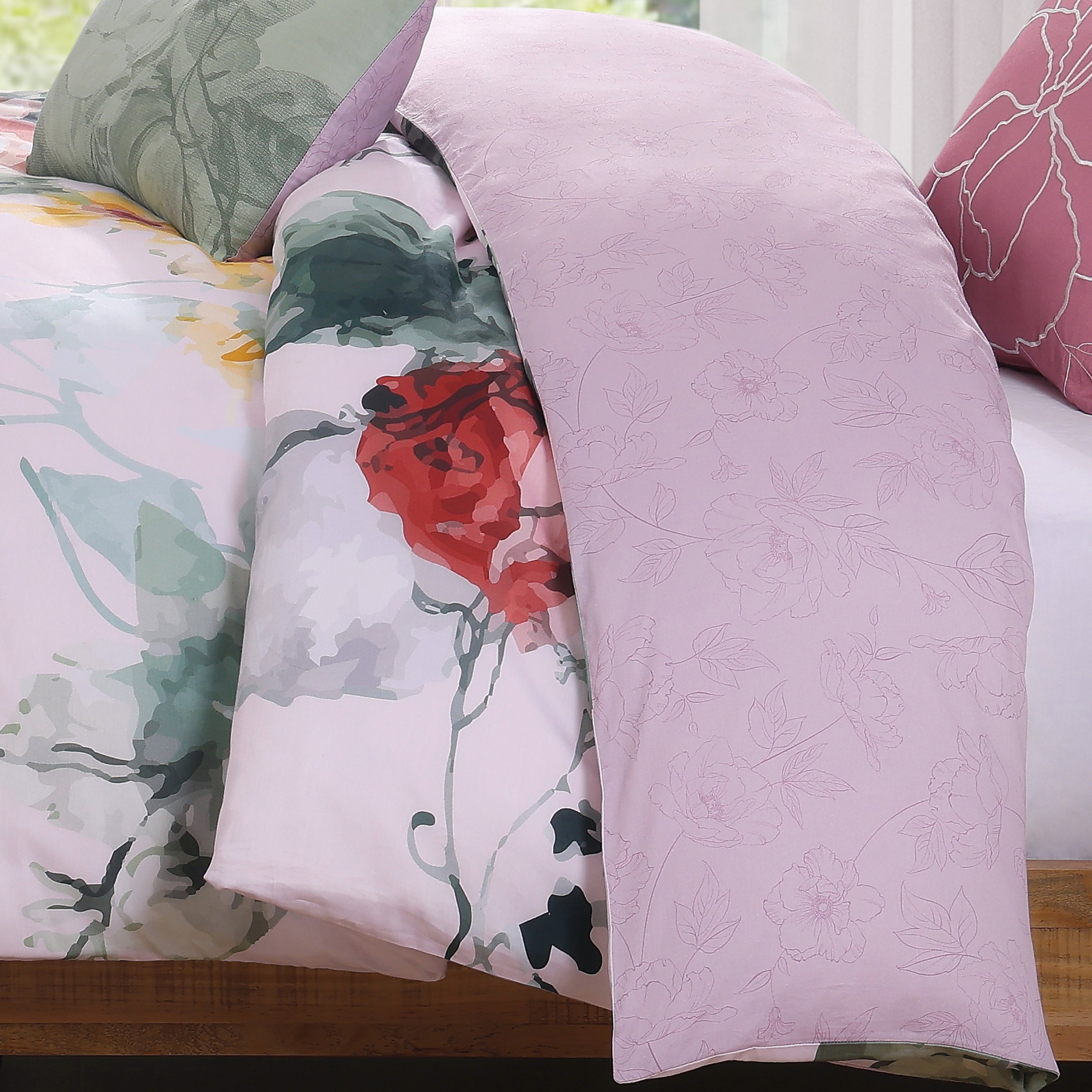 Bebejan Cool Pink Roses 5 Piece Reversible Comforter Set Comforter Sets By Bebejan®