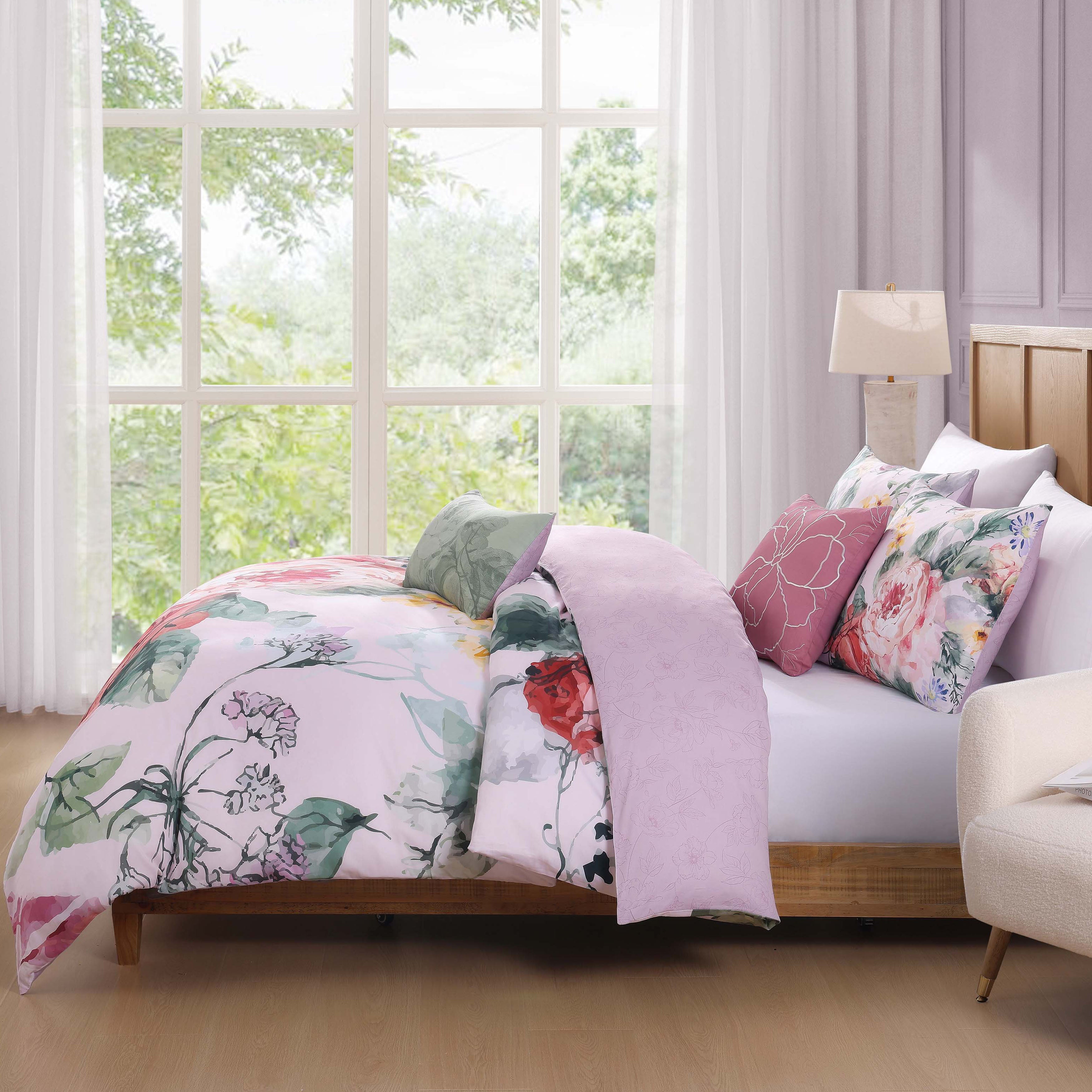 Bebejan Cool Pink Roses 5 Piece Reversible Comforter Set Comforter Sets By Bebejan®