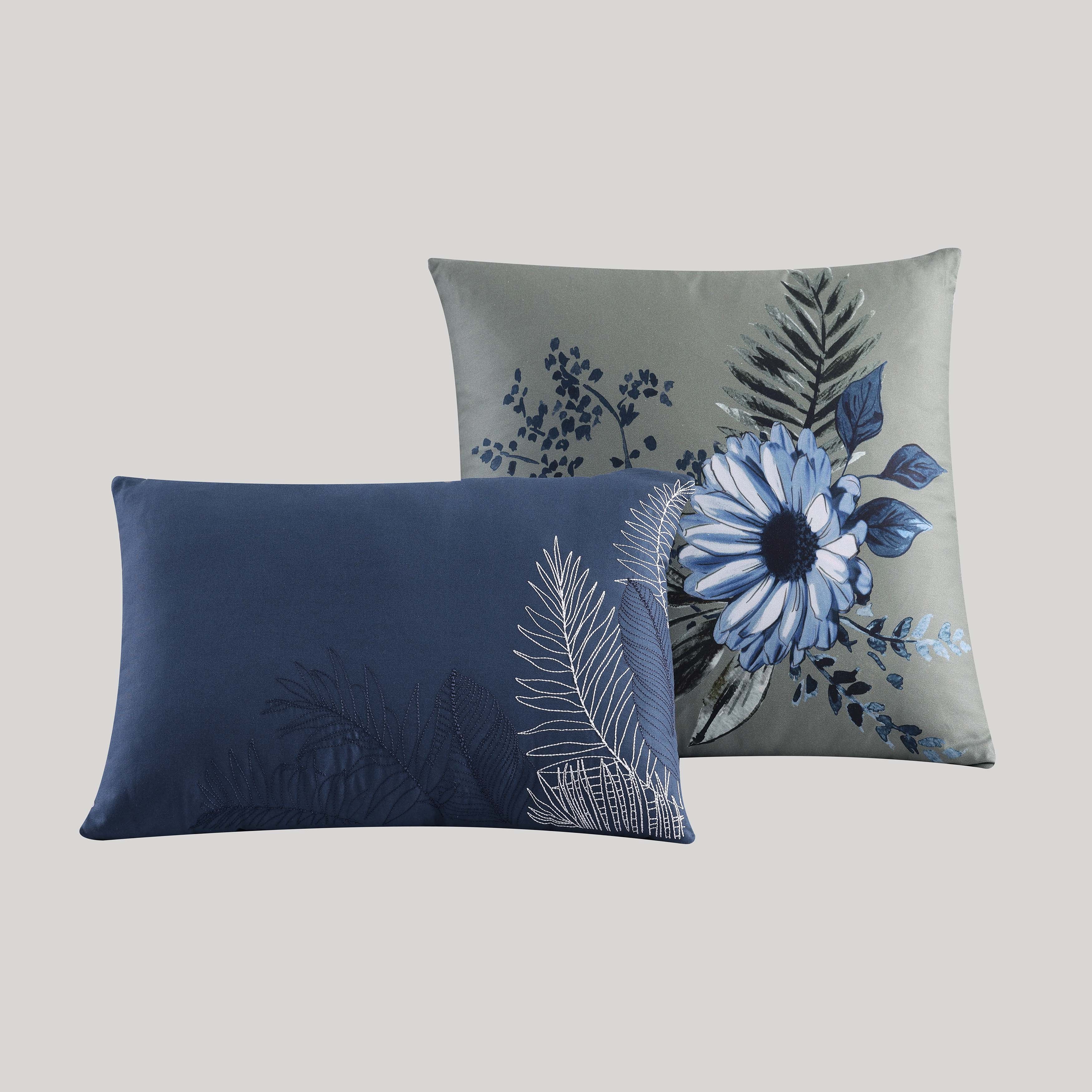 Bebejan Daisy Blue 5 Piece Queen Size Reversible Comforter Set - FINAL SALE