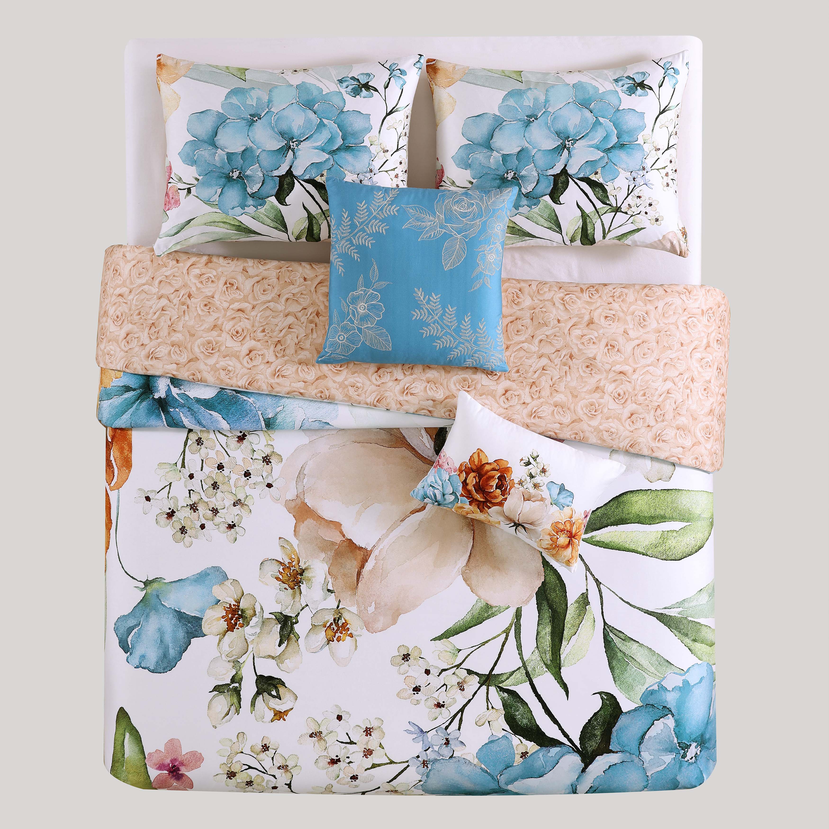 Bebejan Maia Blue 5 Piece Reversible Comforter Set Comforter Sets By Bebejan®