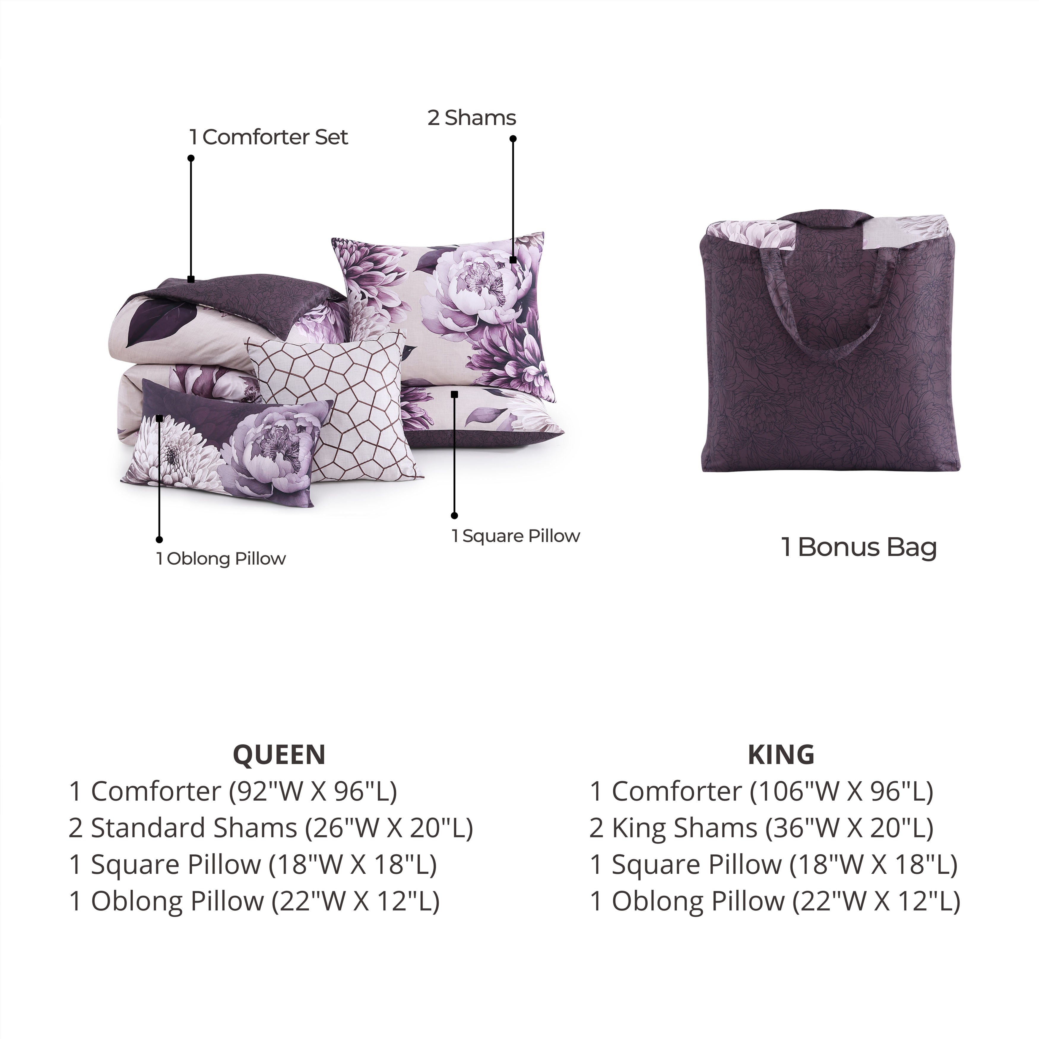 Bebejan Plum Petal 5 Piece Reversible Comforter Set