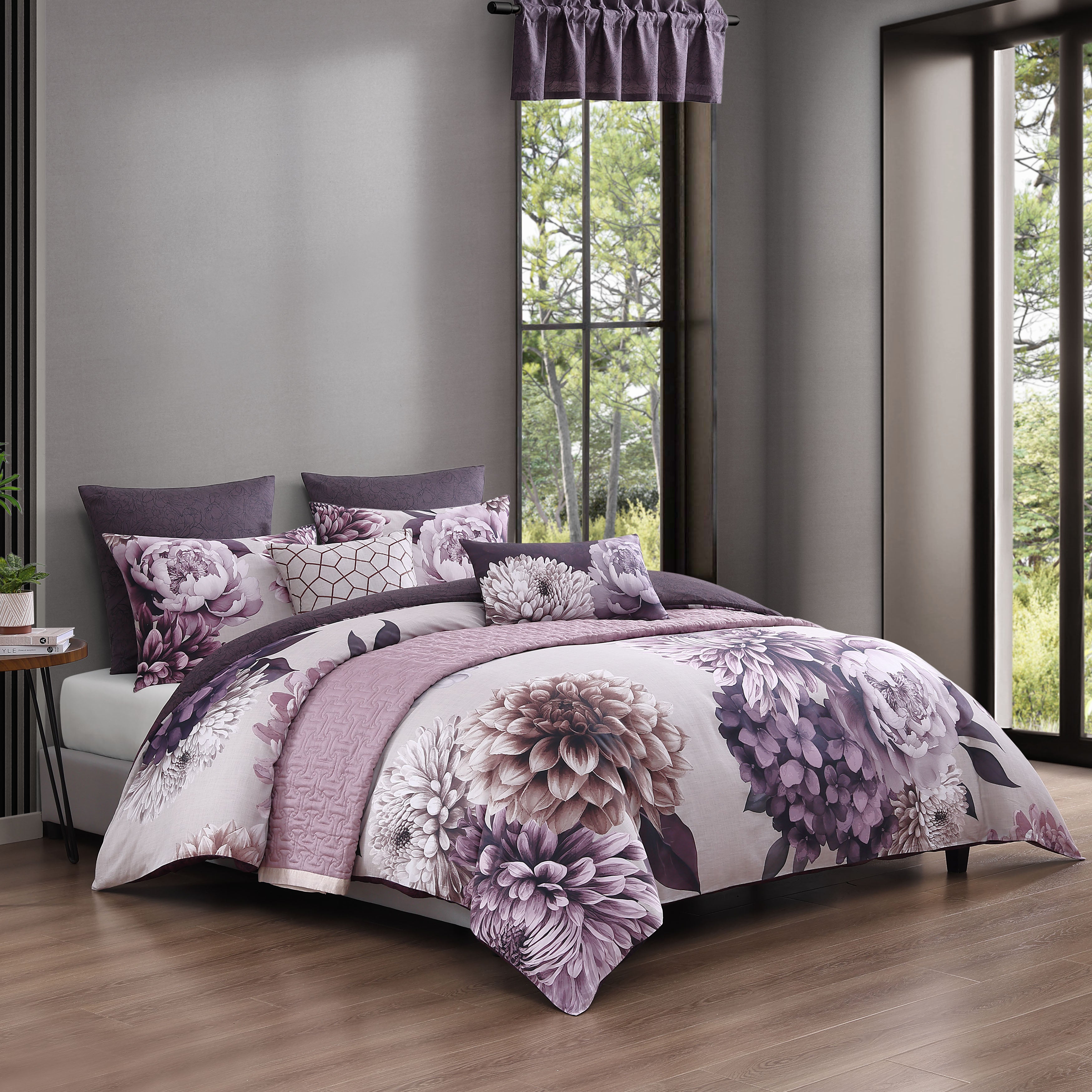 Bebejan Plum Petal 5 Piece Reversible Comforter Set