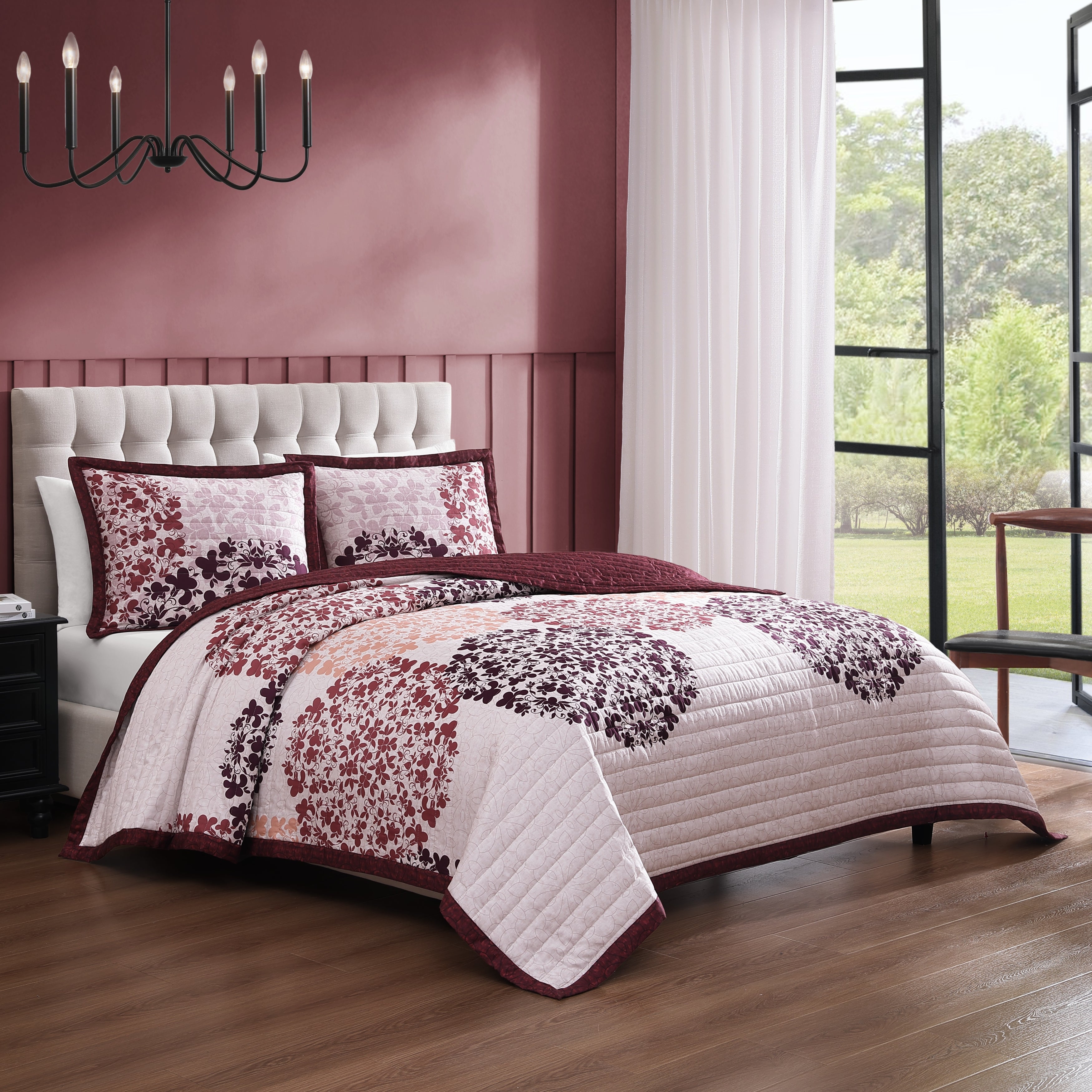Bebejan Rosewood Harmony 3 Piece Reversible Quilted Coverlet Set Coverlet By Bebejan®