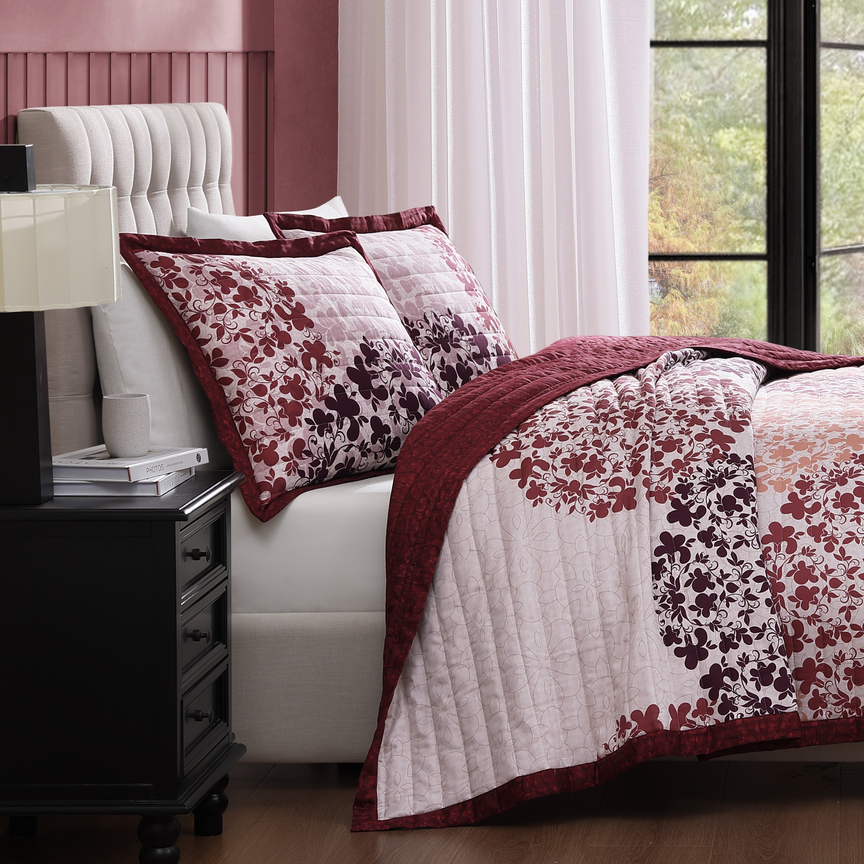Bebejan Rosewood Harmony 3 Piece Reversible Quilted Coverlet Set Coverlet By Bebejan®
