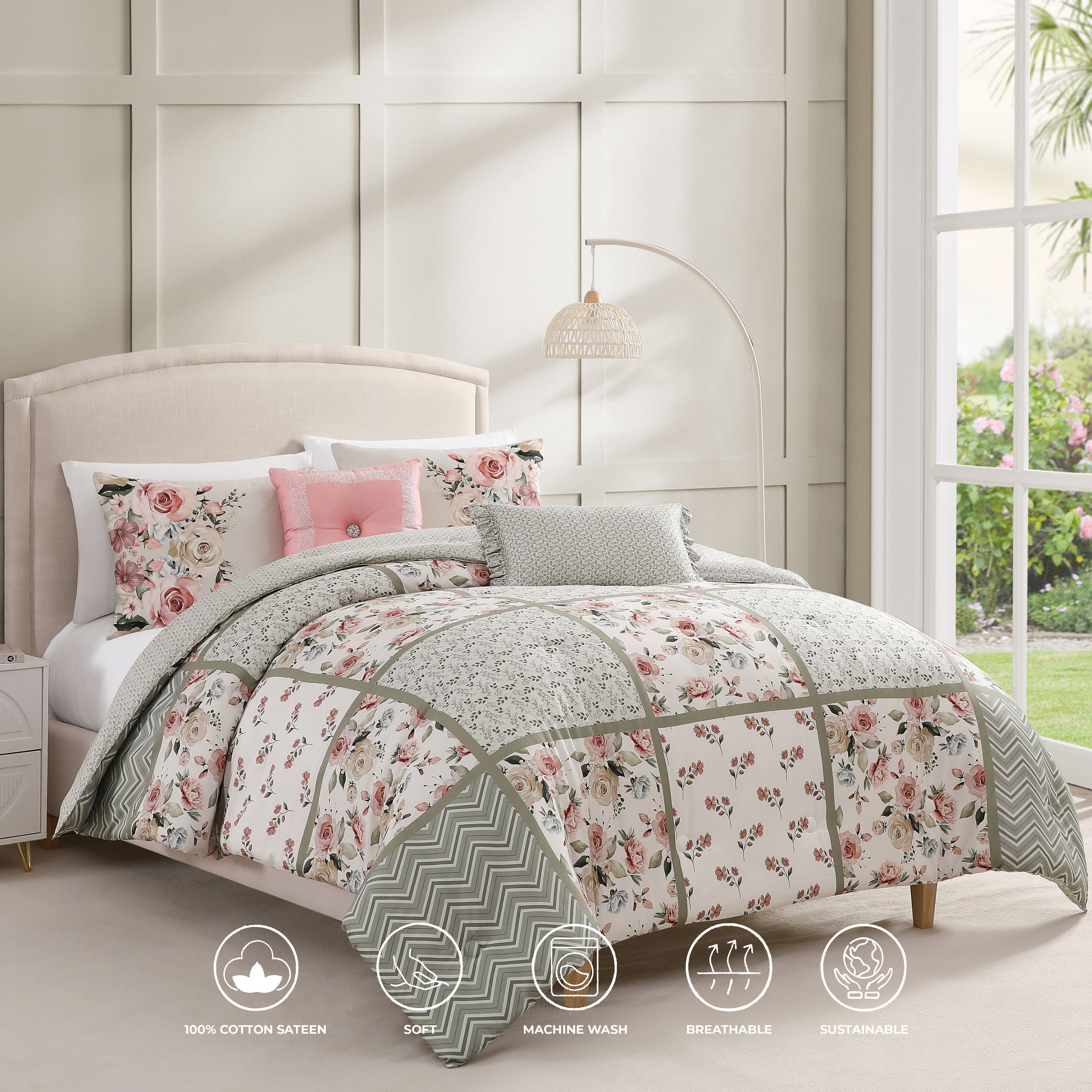 Bebejan Sage Serenity 5 Piece Reversible Comforter Set Comforter Sets By Bebejan®