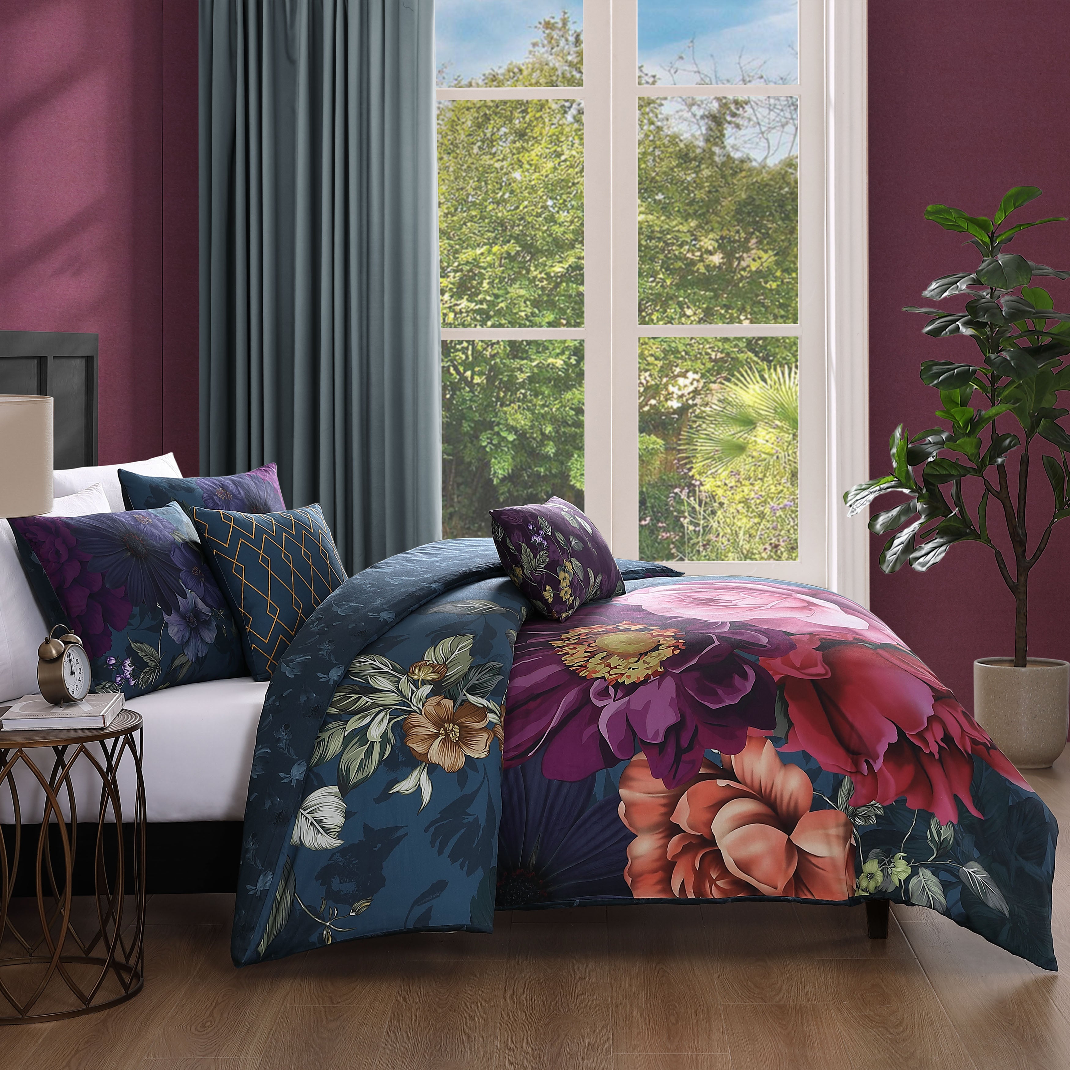 Bebejan Vibrant Flora 5 Piece Reversible Comforter Set