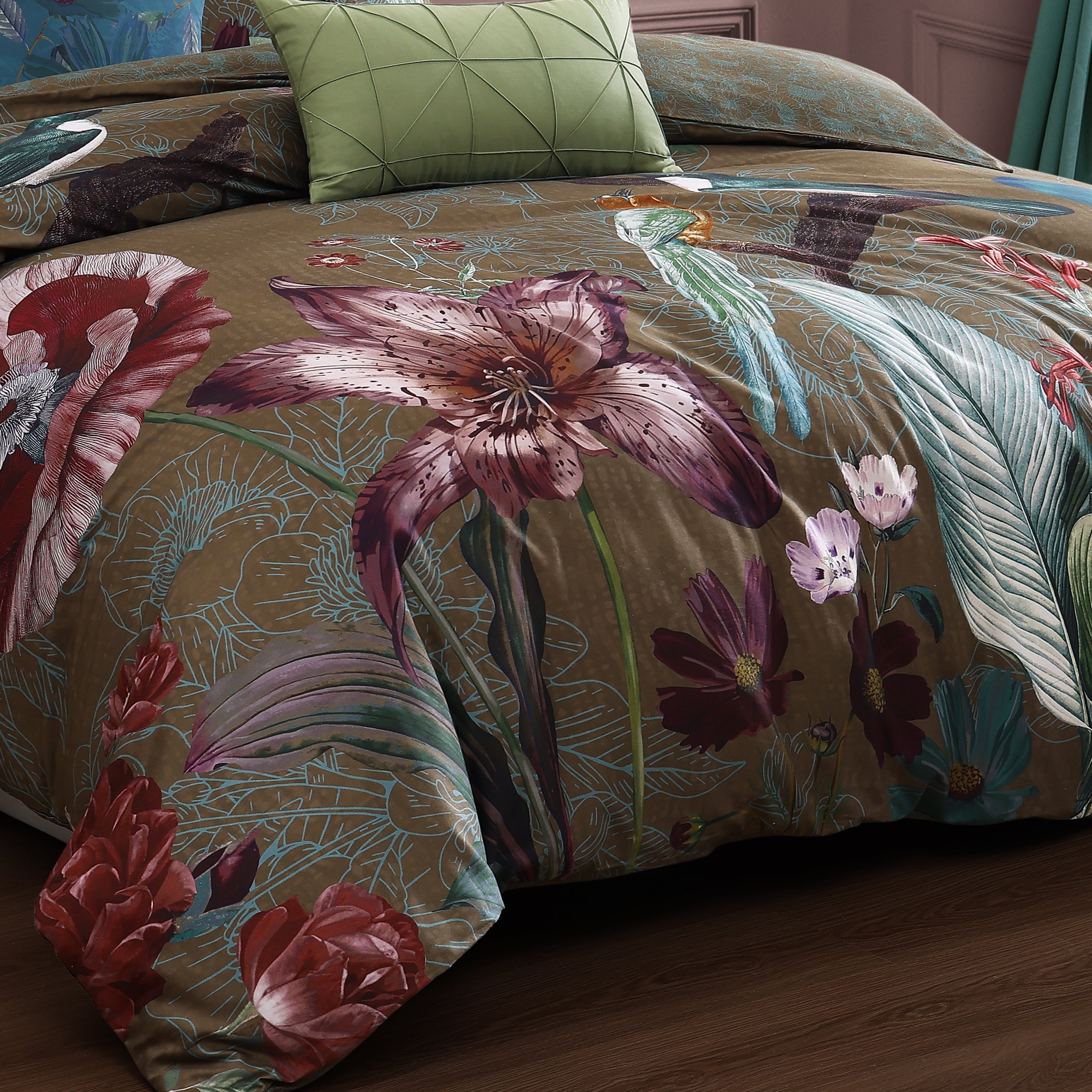 Bebejan Birds on Chocolate Brown 5 Piece Reversible Comforter Set Comforter Sets By Bebejan®