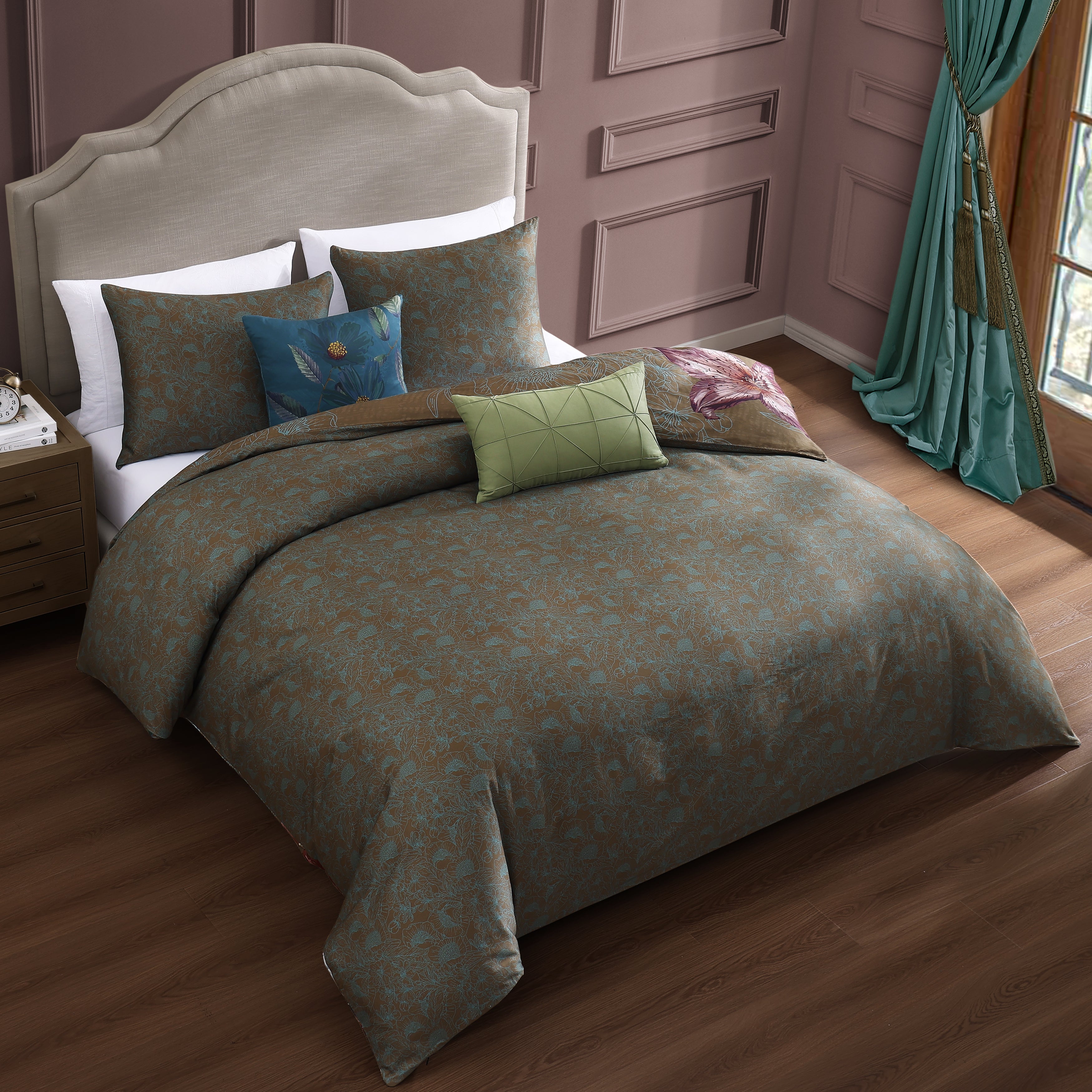 Bebejan Birds on Chocolate Brown 5 Piece Reversible Comforter Set Comforter Sets By Bebejan®