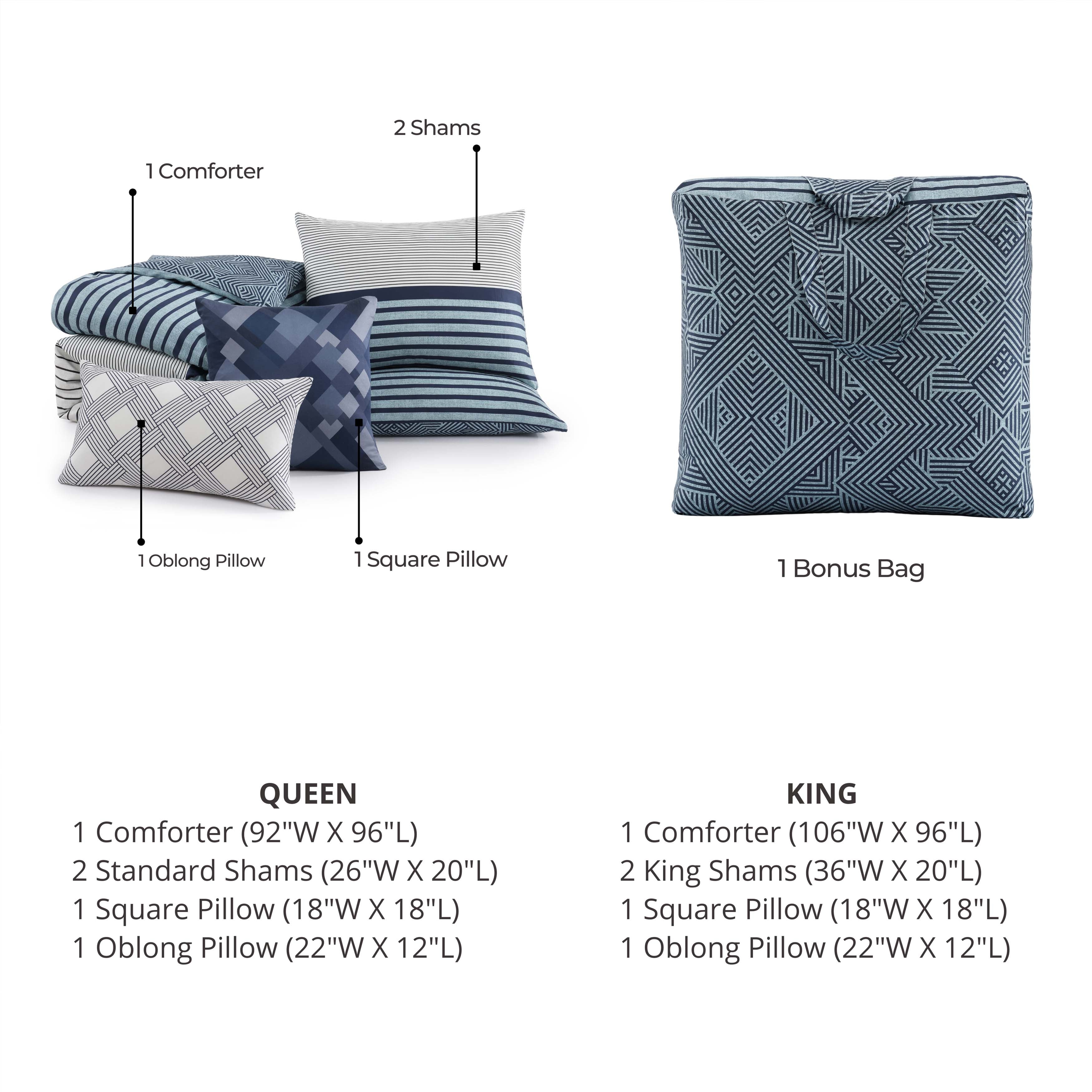 Bebejan Blue Geo Lines 5 Piece Reversible Comforter Set Comforter Sets By Bebejan®