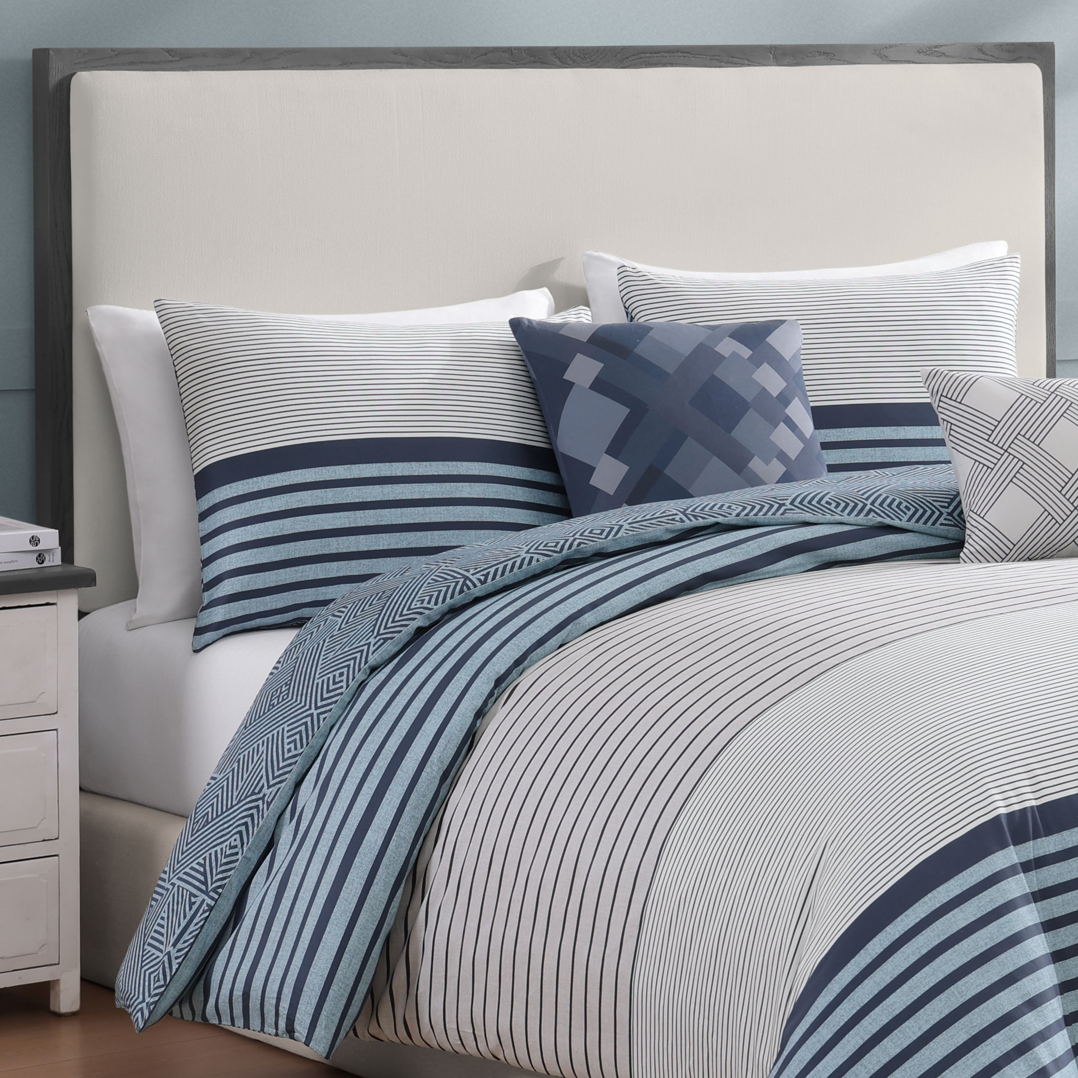 Bebejan Blue Geo Lines 5 Piece Reversible Comforter Set Comforter Sets By Bebejan®