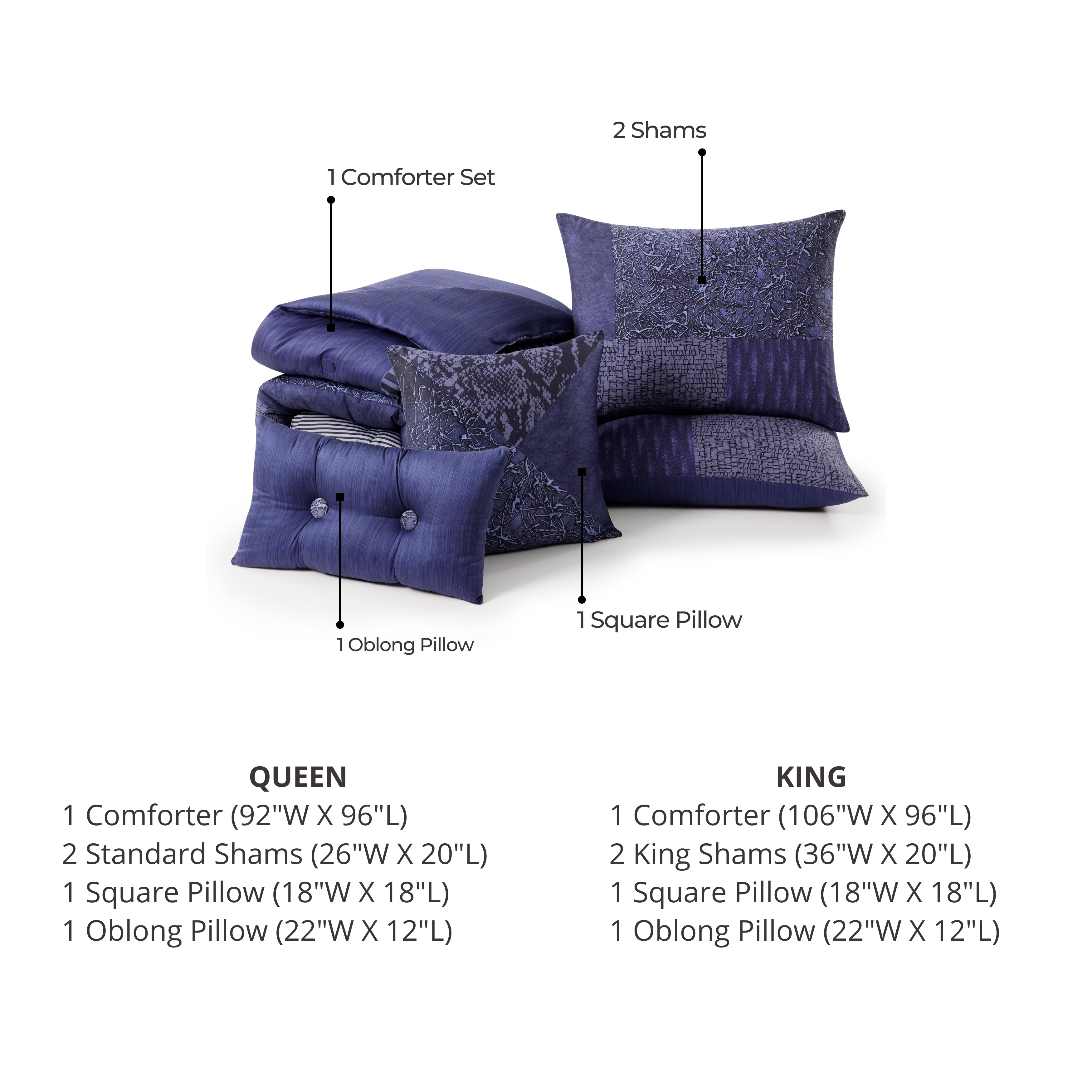 Bebejan Blue Denim Patchwork 5 Piece Reversible Comforter Set