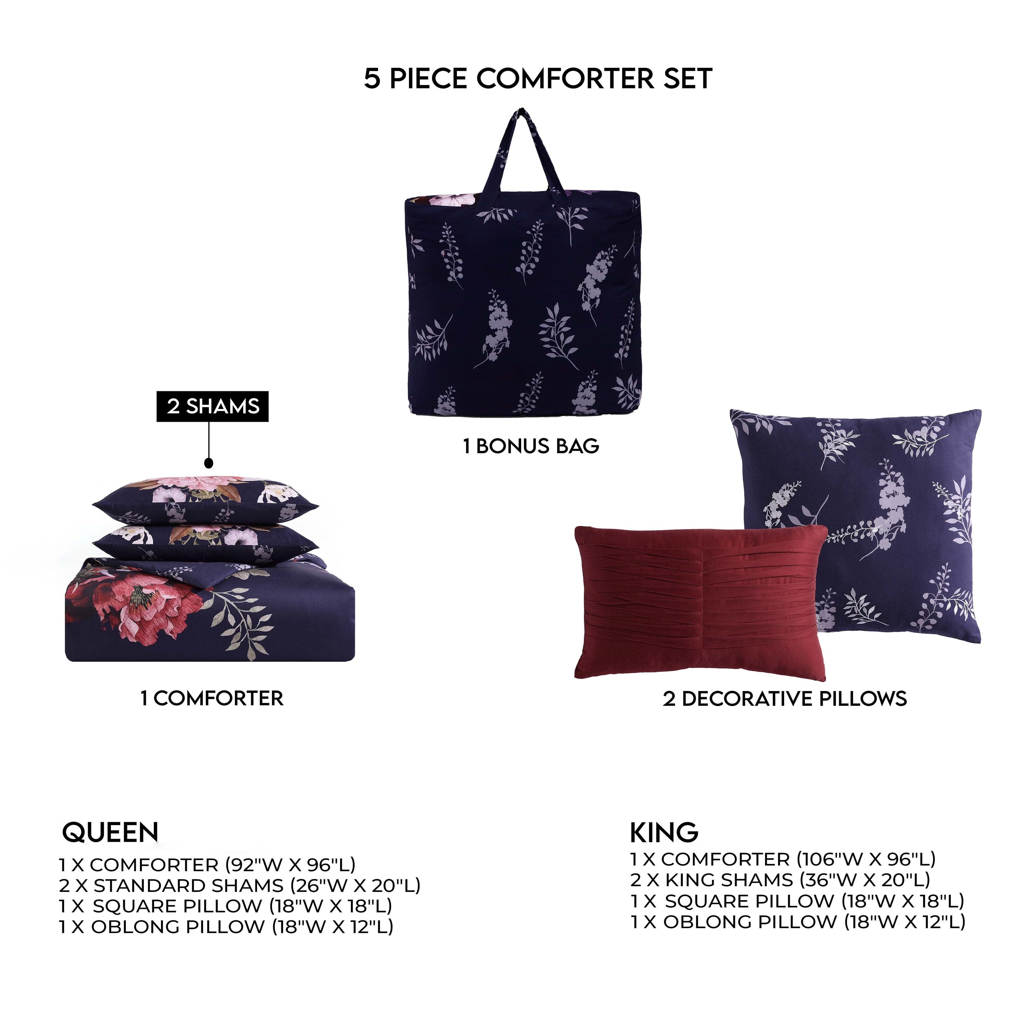 Bebejan Deep Purple Garden 5 Piece Reversible Comforter Set Comforter Sets By Bebejan®