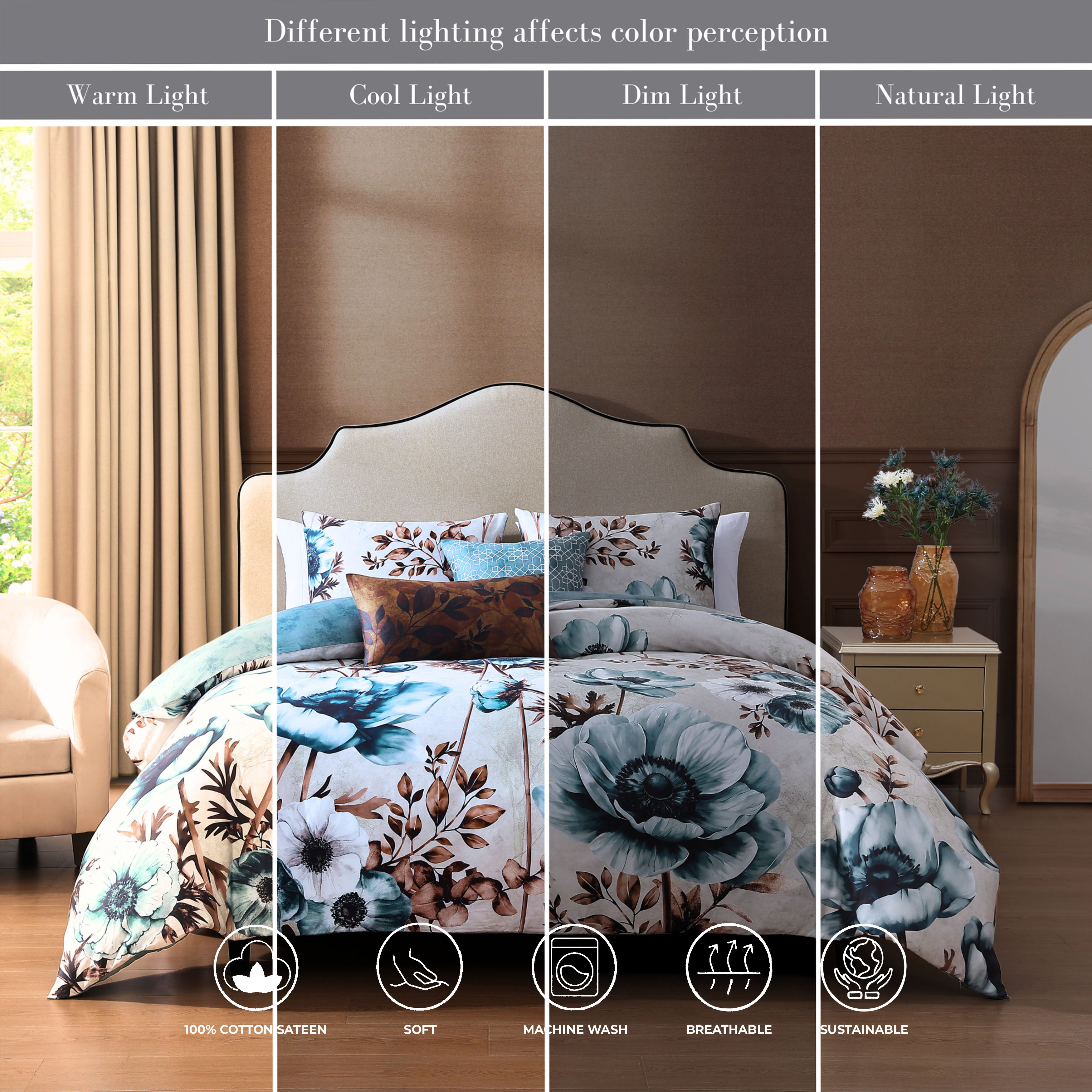 Bebejan Flowers in the Mist 5 Piece Reversible Comforter Set Comforter Sets By Bebejan®