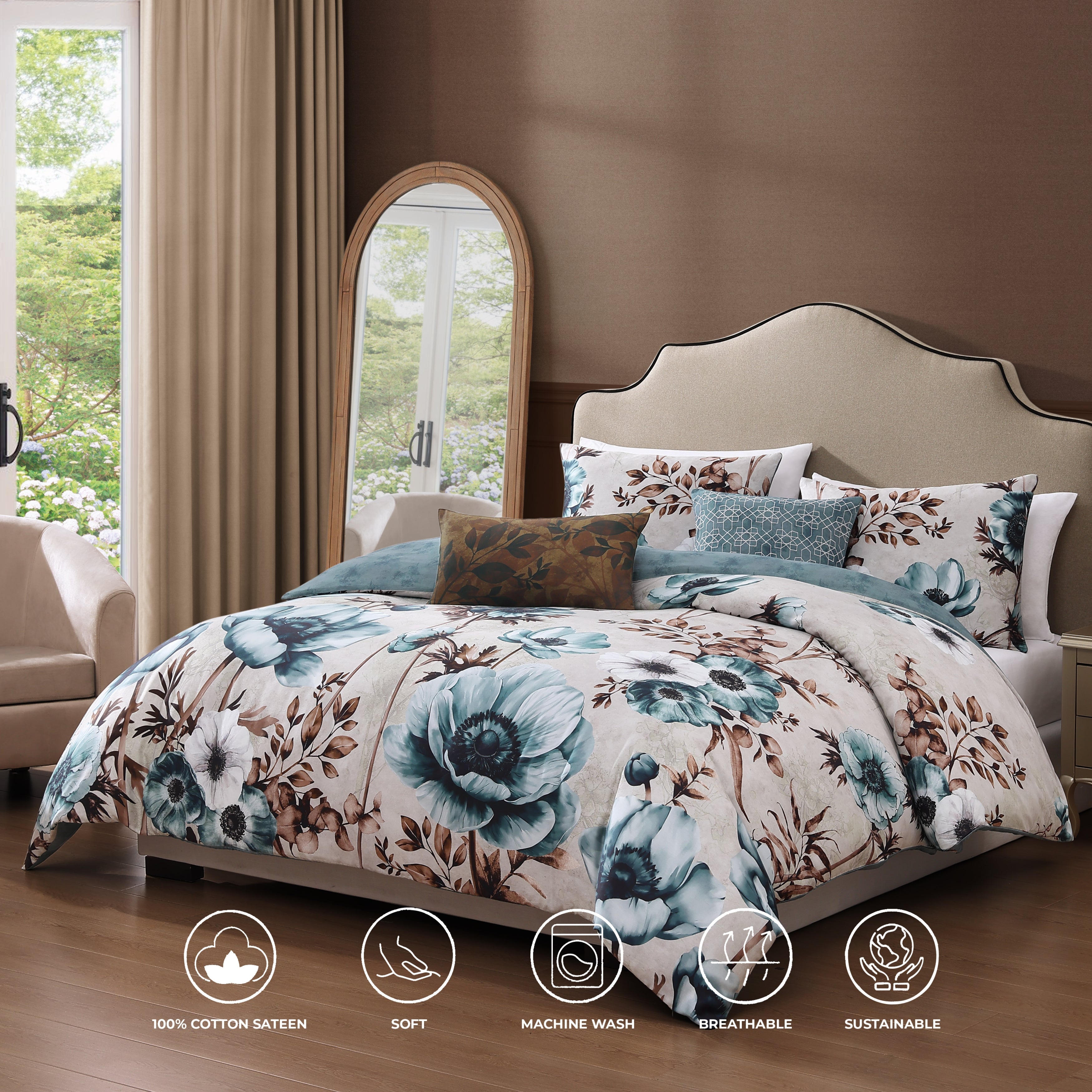 Bebejan Flowers in the Mist 5 Piece Reversible Comforter Set Comforter Sets By Bebejan®