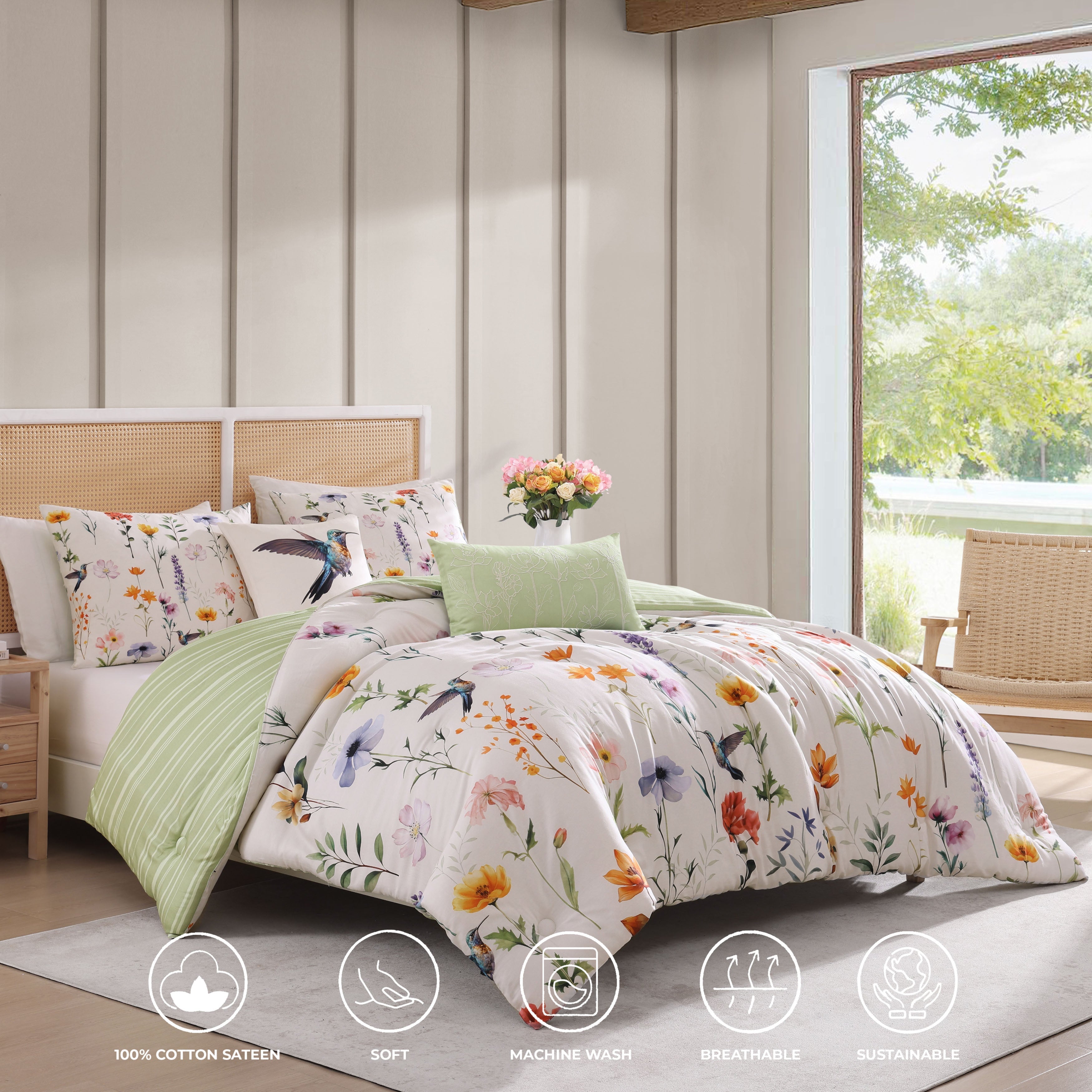 Bebejan Fresh Cut Flowers 5 Piece Reversible Comforter Set Comforter Sets By Bebejan®