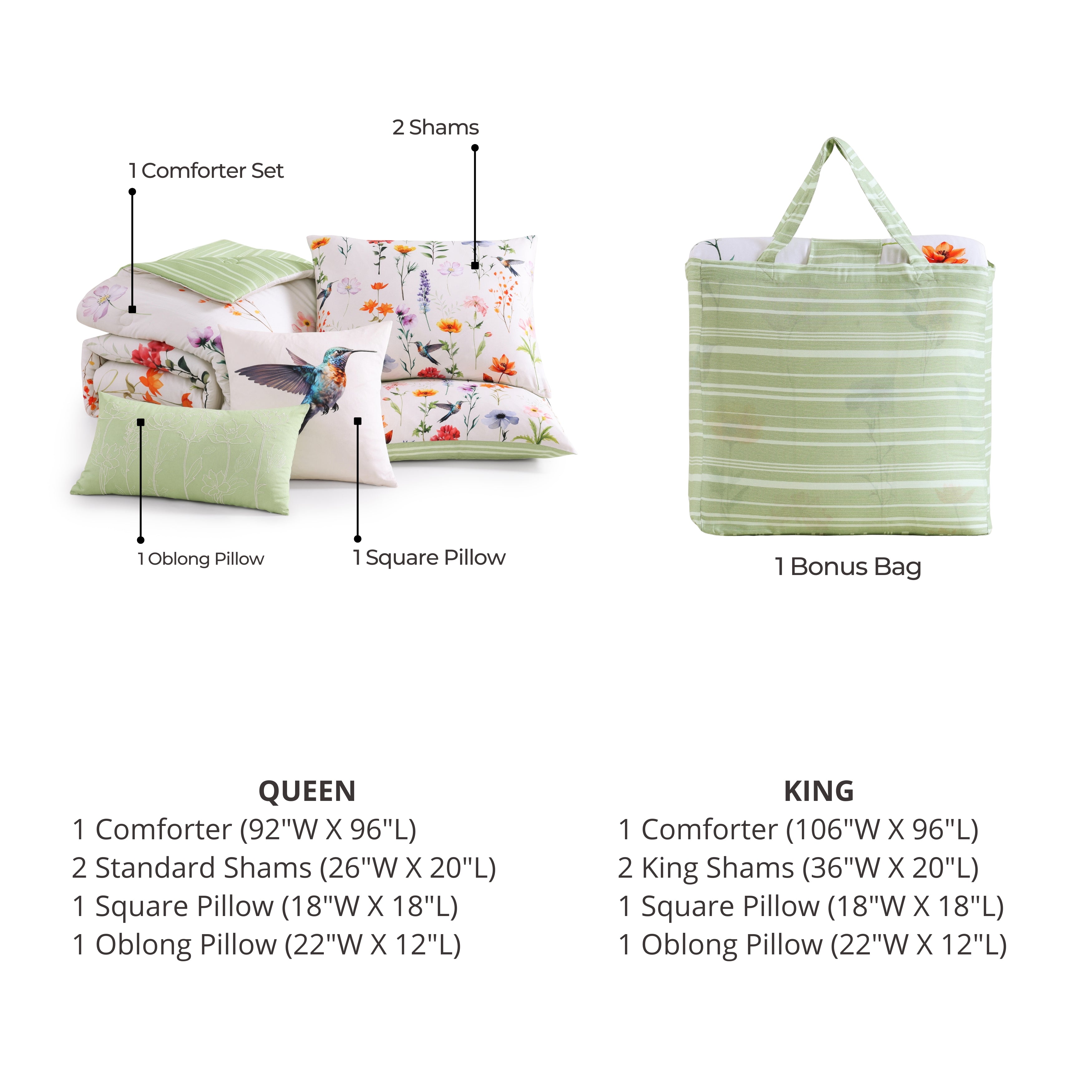 Bebejan Fresh Cut Flowers 5 Piece Reversible Comforter Set