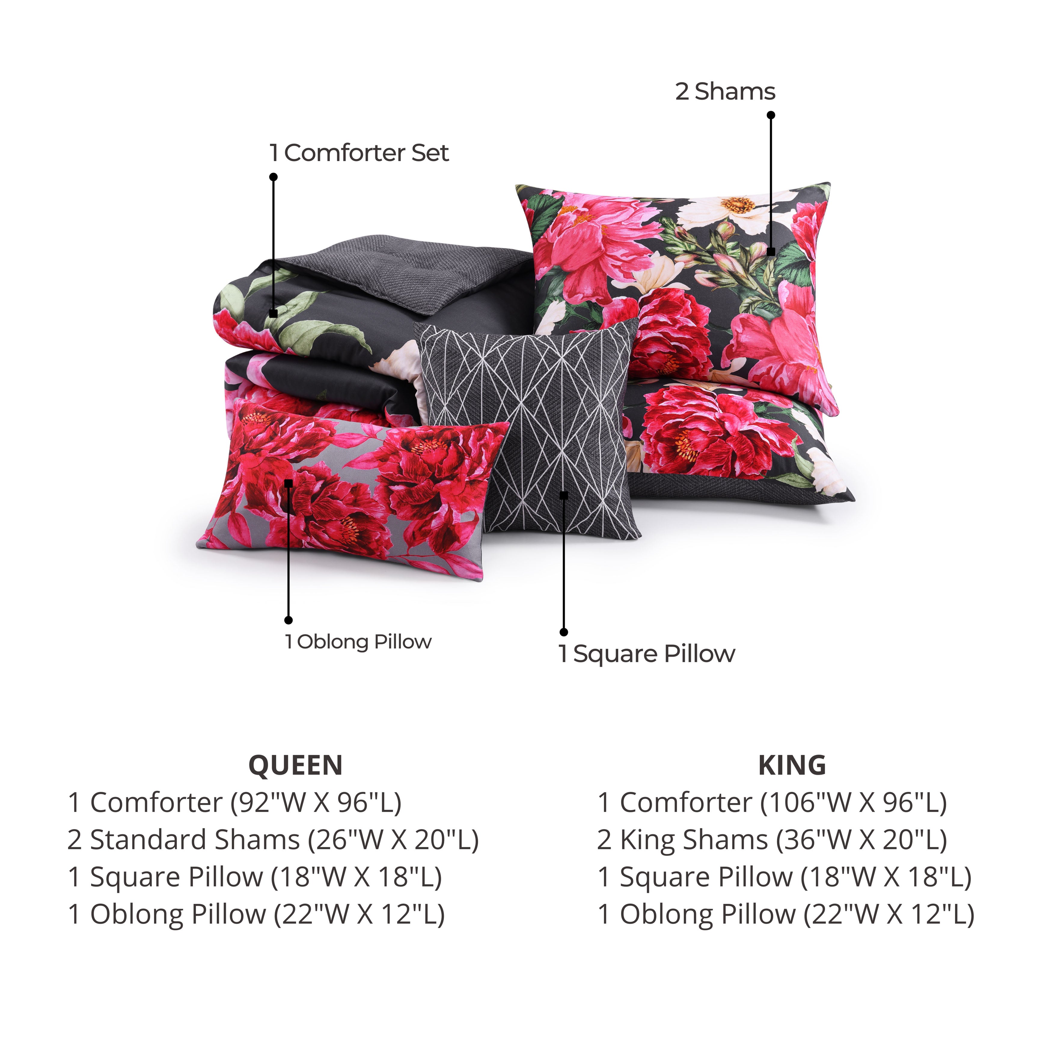 Bebejan Flower Garland 5 Piece Reversible Comforter Set
