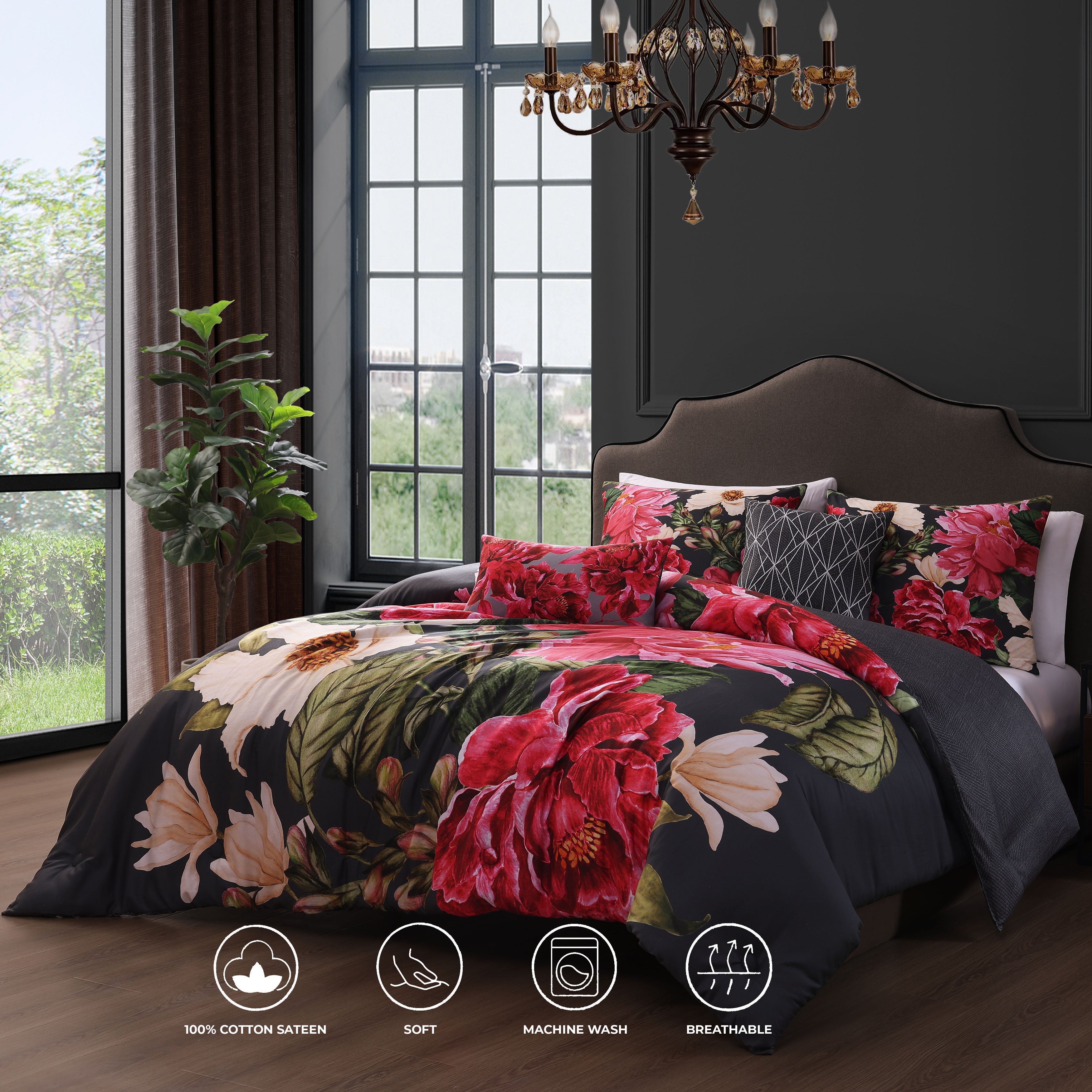 Bebejan Flower Garland 5 Piece Reversible Comforter Set