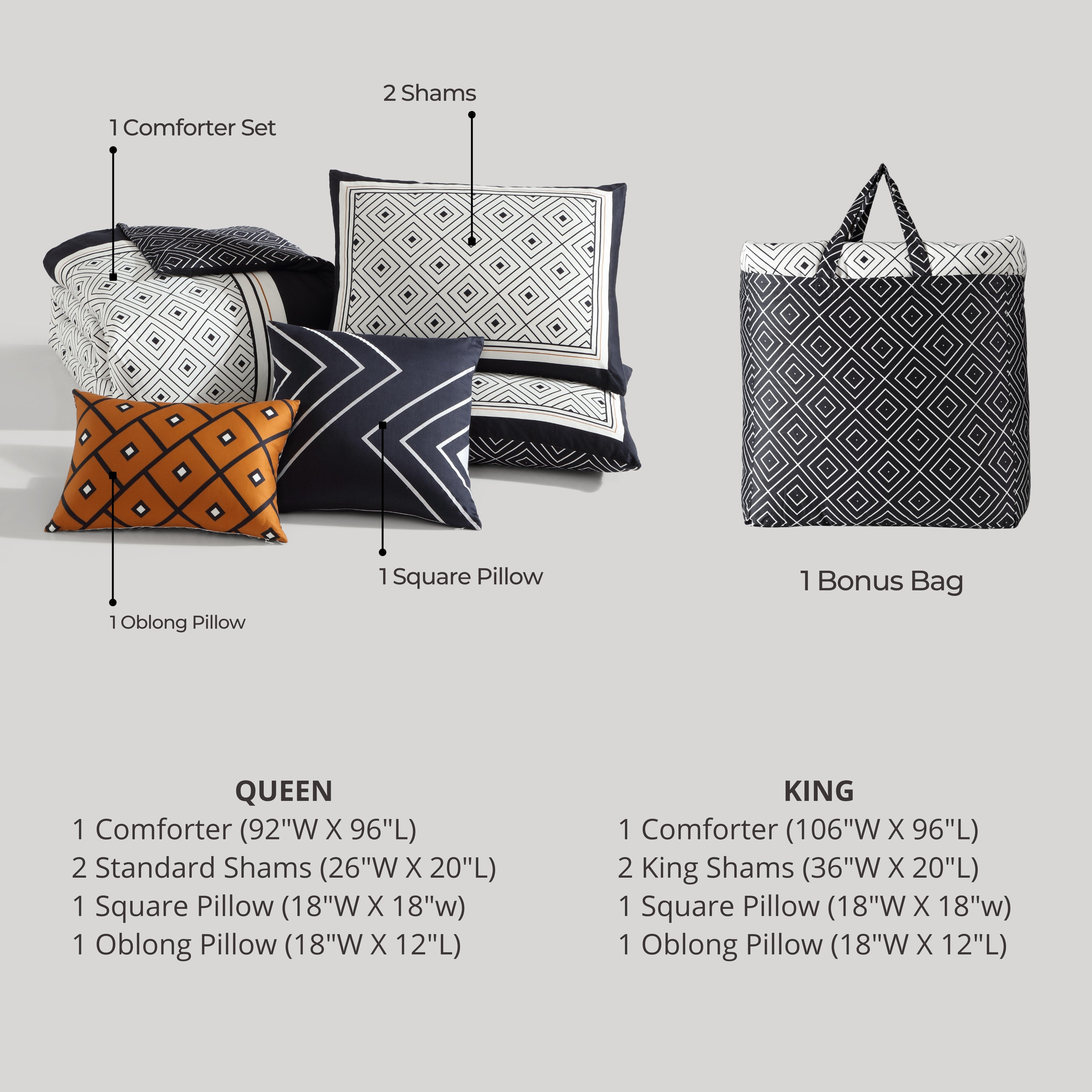 Bebejan Geometric Black & White 5 Piece Reversible Comforter Set Comforter Sets By Bebejan®