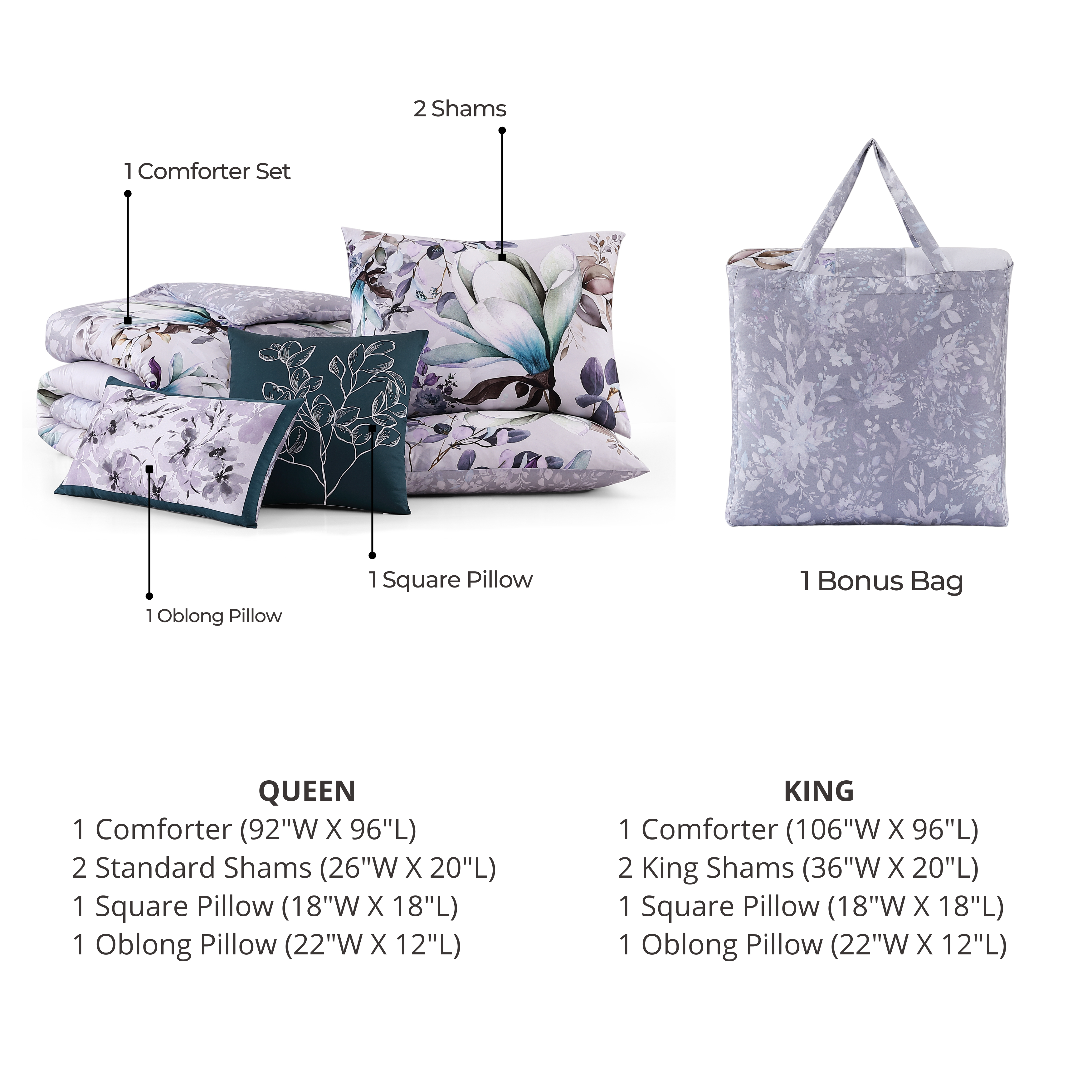 Bebejan Jewel Toned Florals 5 Piece Reversible Comforter Set Comforter Sets By Bebejan®