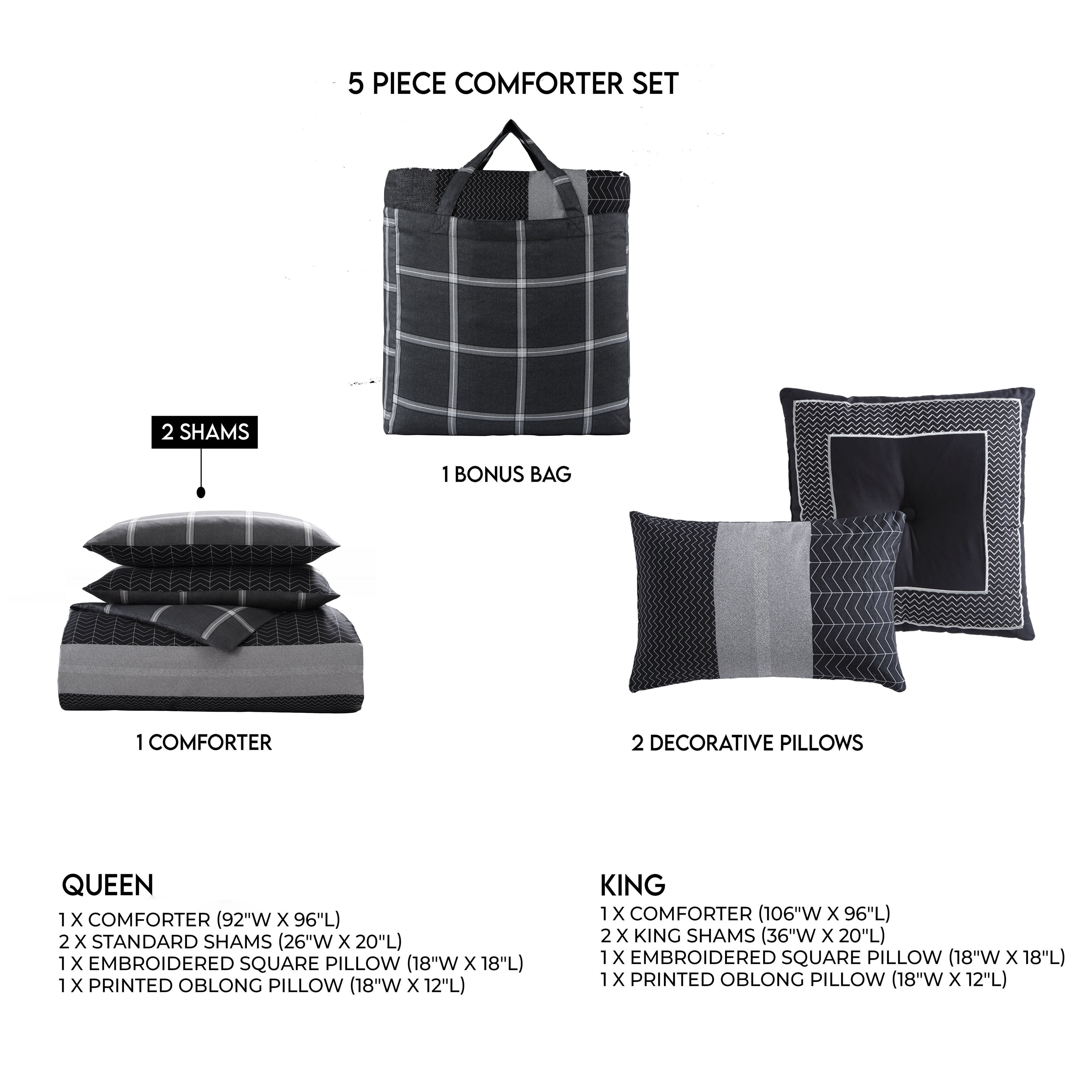 Bebejan Kyle Black 5 Piece Reversible Comforter Set Comforter Sets By Bebejan®