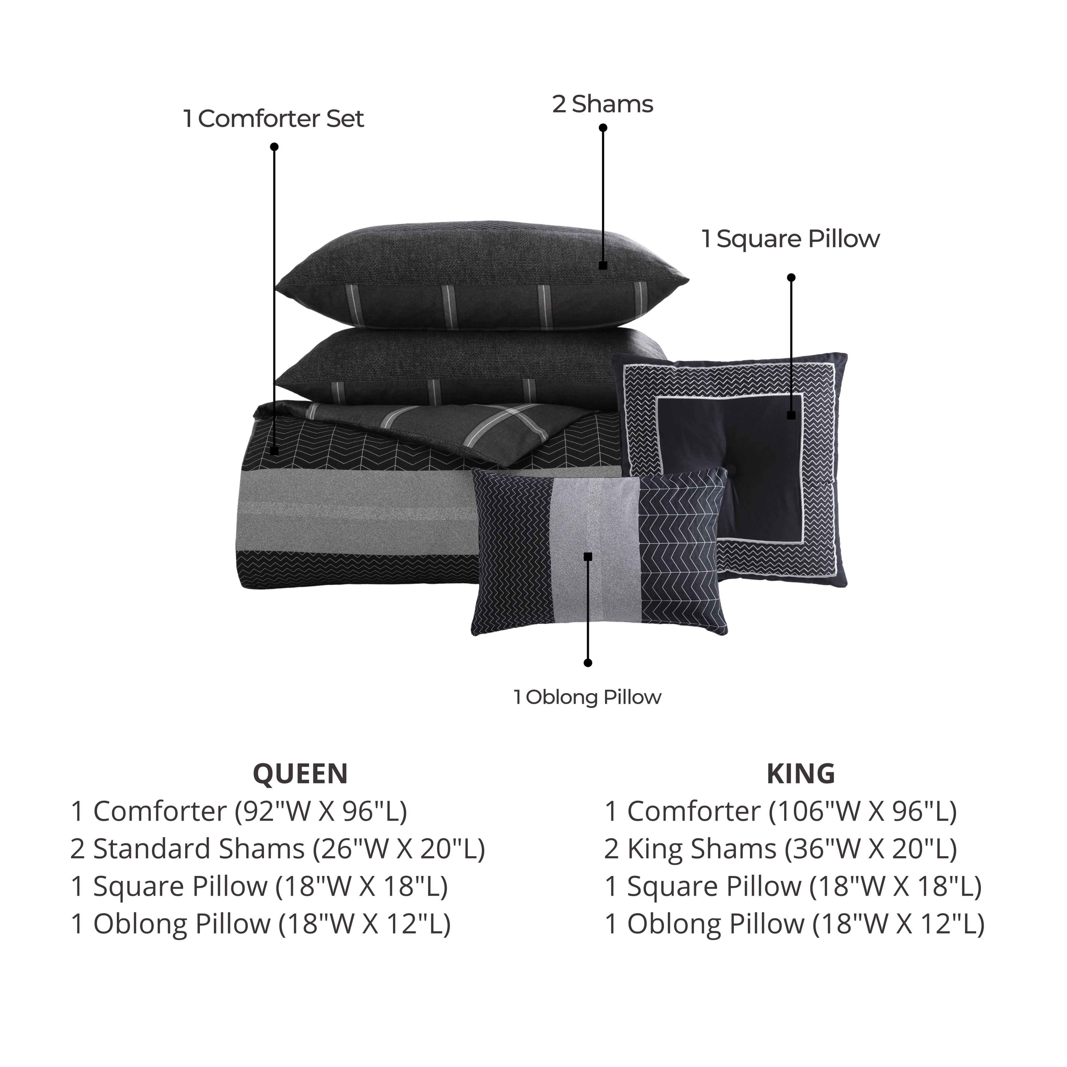 Bebejan Kyle Black 5 Piece Reversible Comforter Set