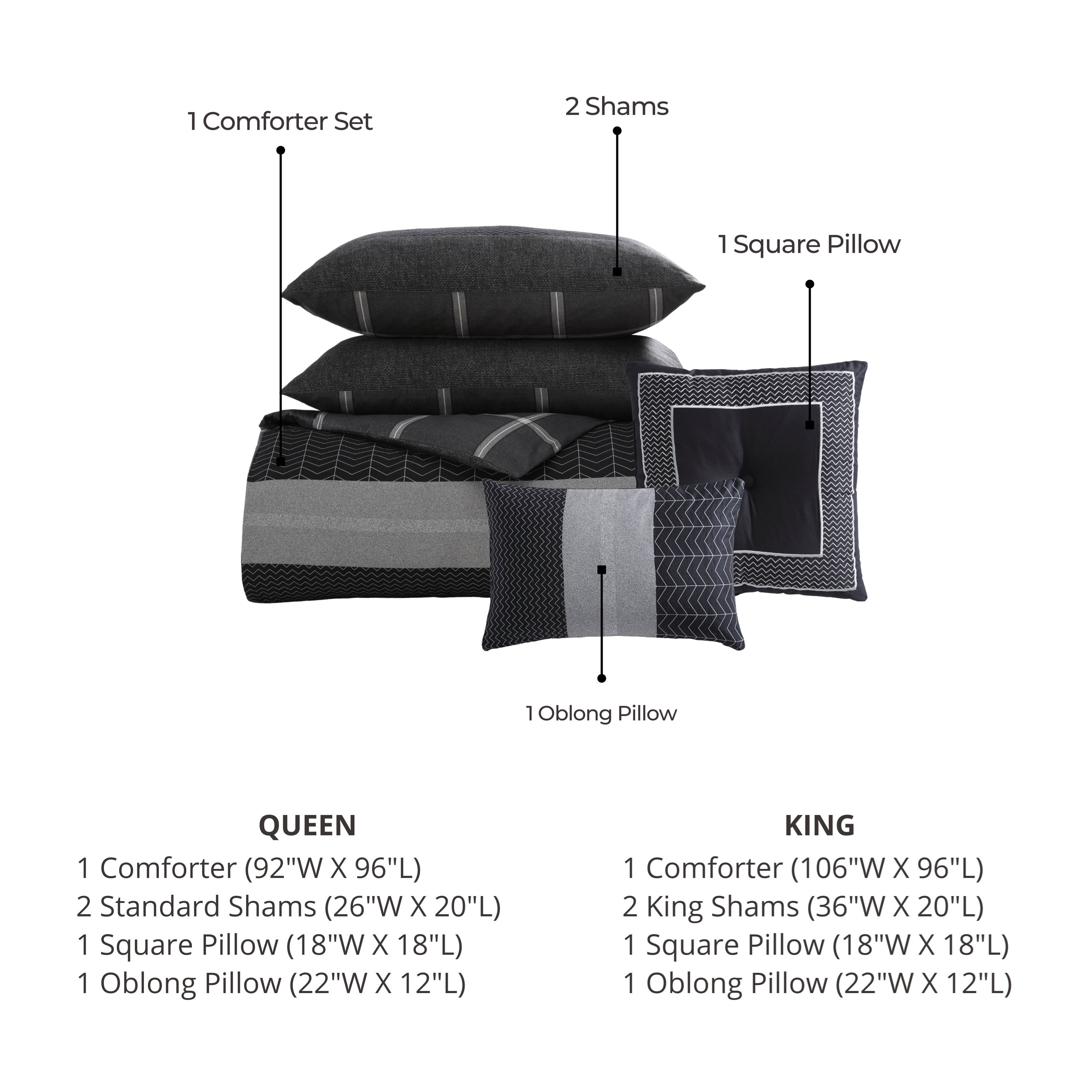 Bebejan Kyle Black 5 Piece Reversible Comforter Set