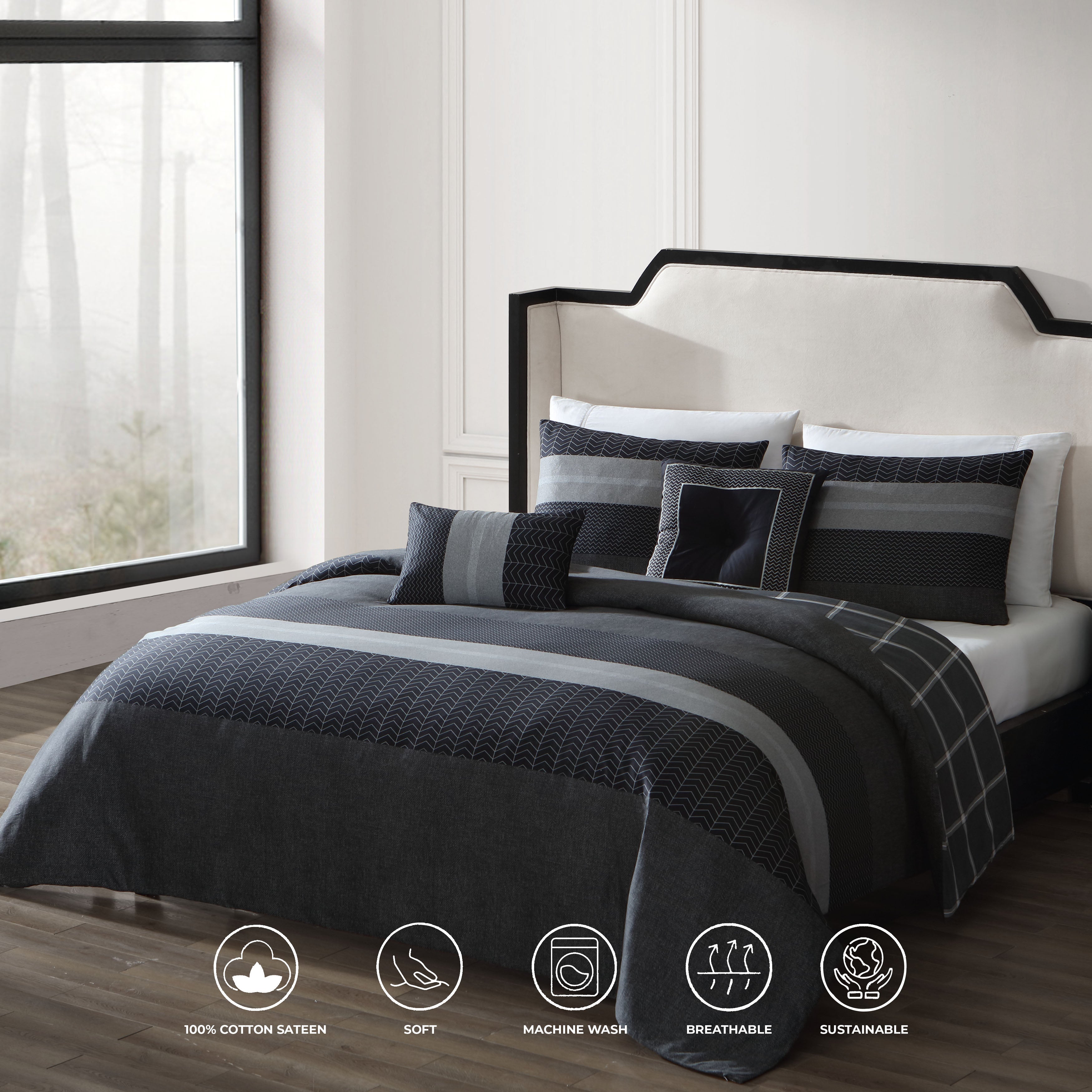 Bebejan Kyle Black 5 Piece Reversible Comforter Set Comforter Sets By Bebejan®