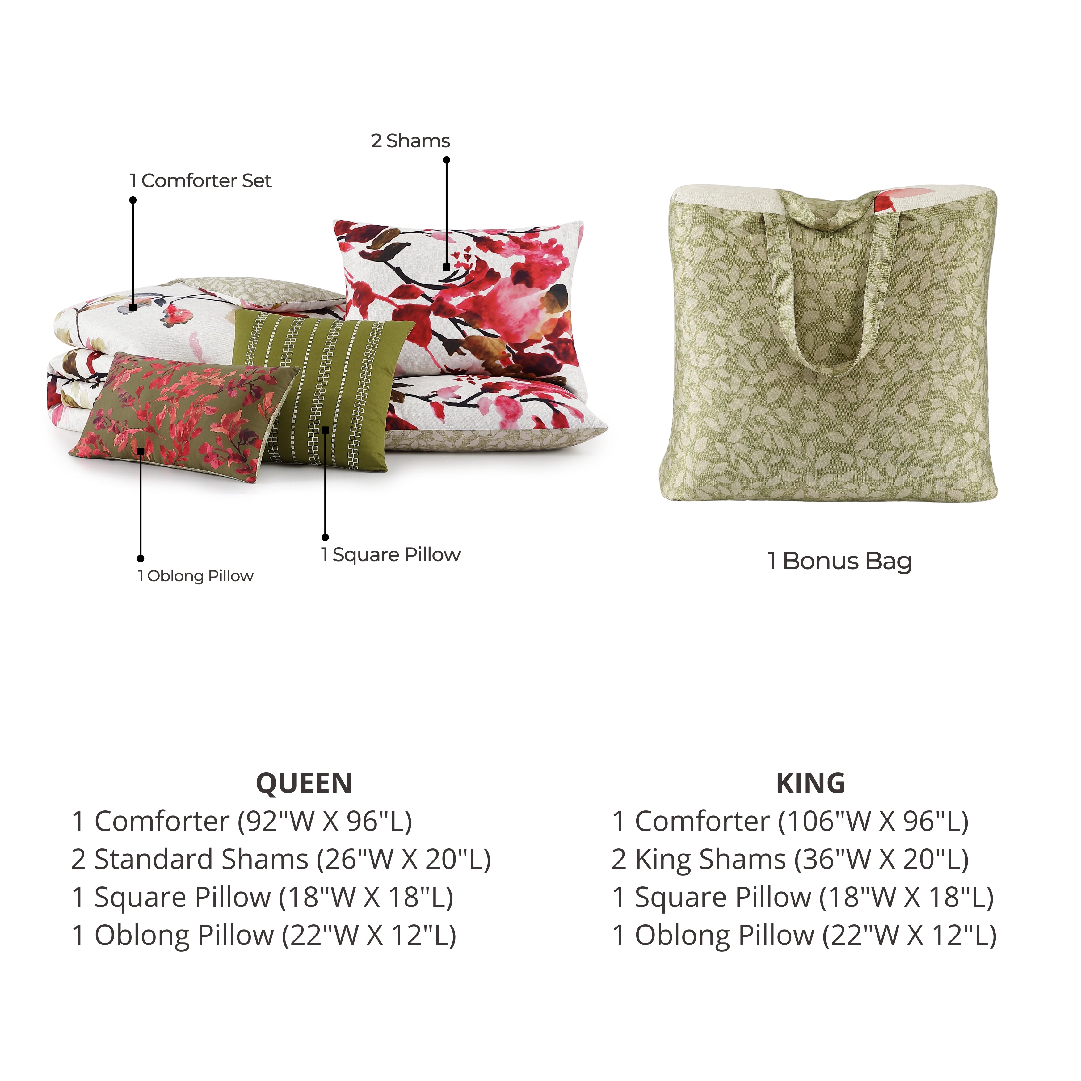Bebejan Leaves on Linen 3 Piece Reversible Comforter Set in King-Final Sale Comforter Sets By US Office - Latest Bedding