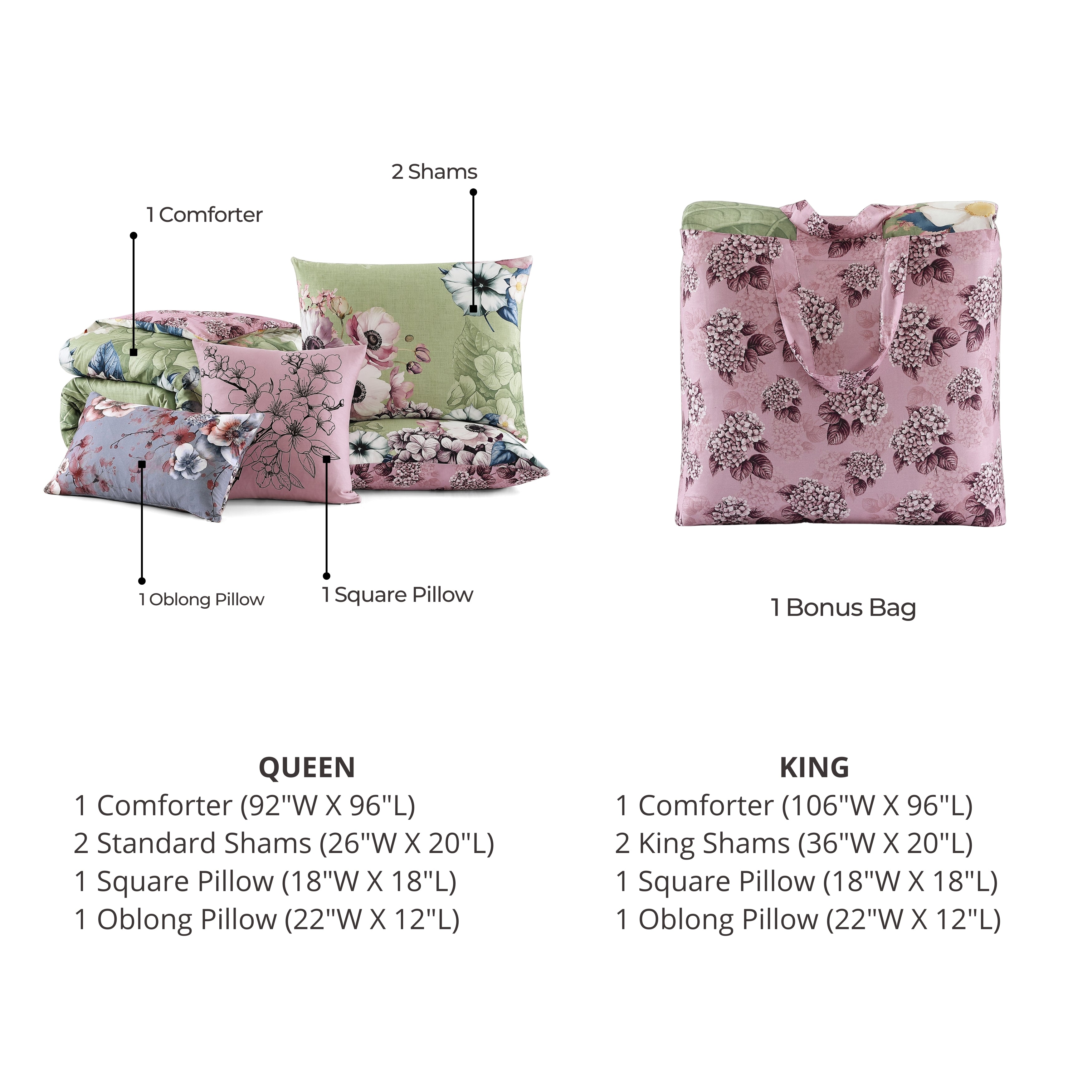 Bebejan Lilac Cascade 5 Piece Reversible Comforter Set