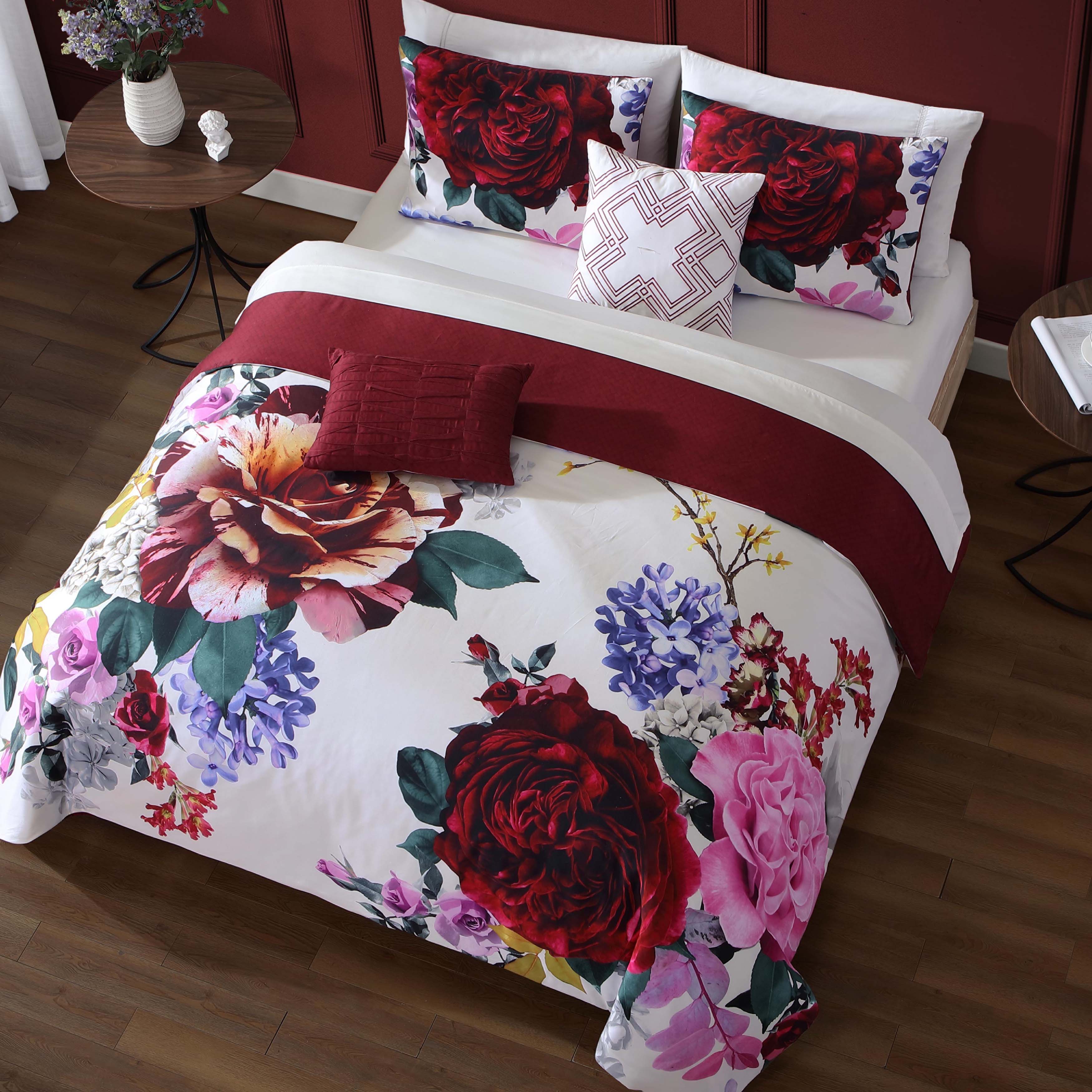 Bebejan Magenta Floral 5 Piece Reversible Comforter Set Comforter Sets By Bebejan®