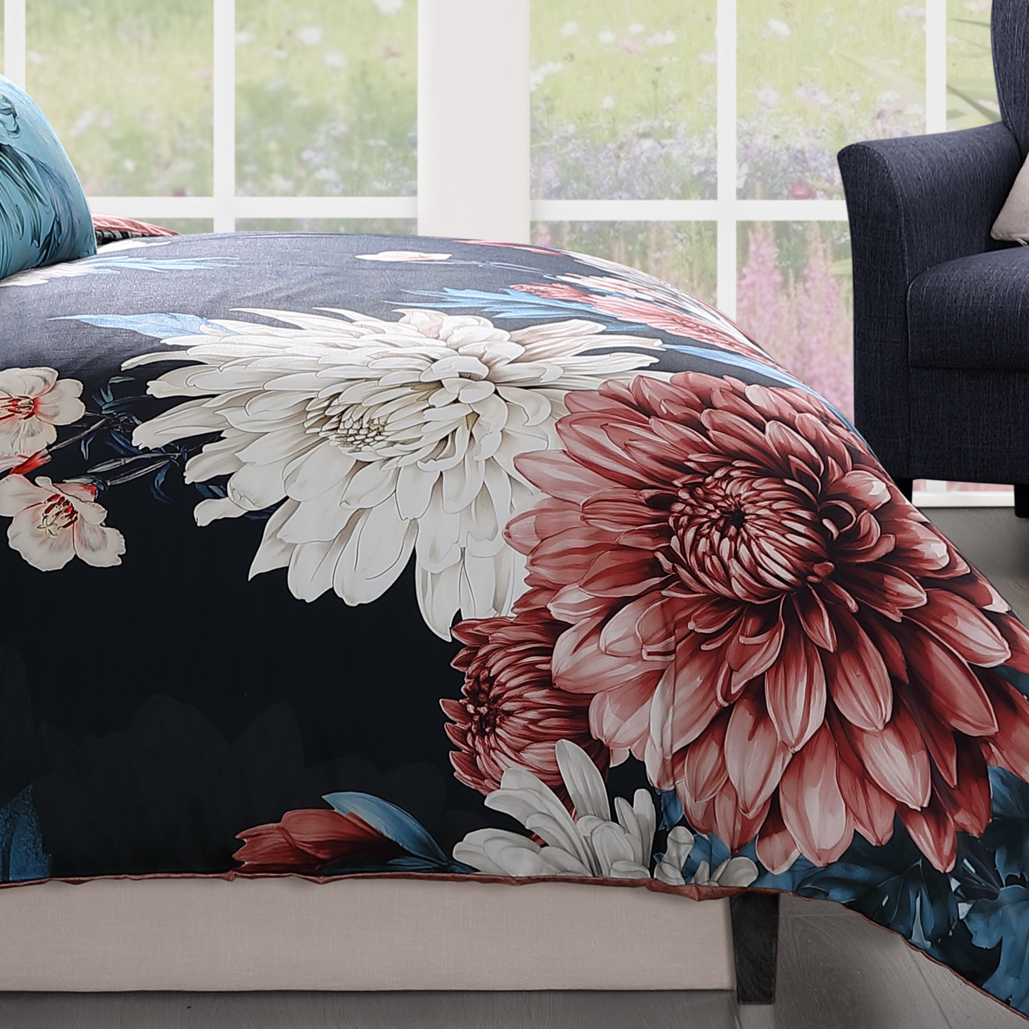 Bebejan Navy Mums 5 Piece Reversible Comforter Set Comforter Sets By Bebejan®