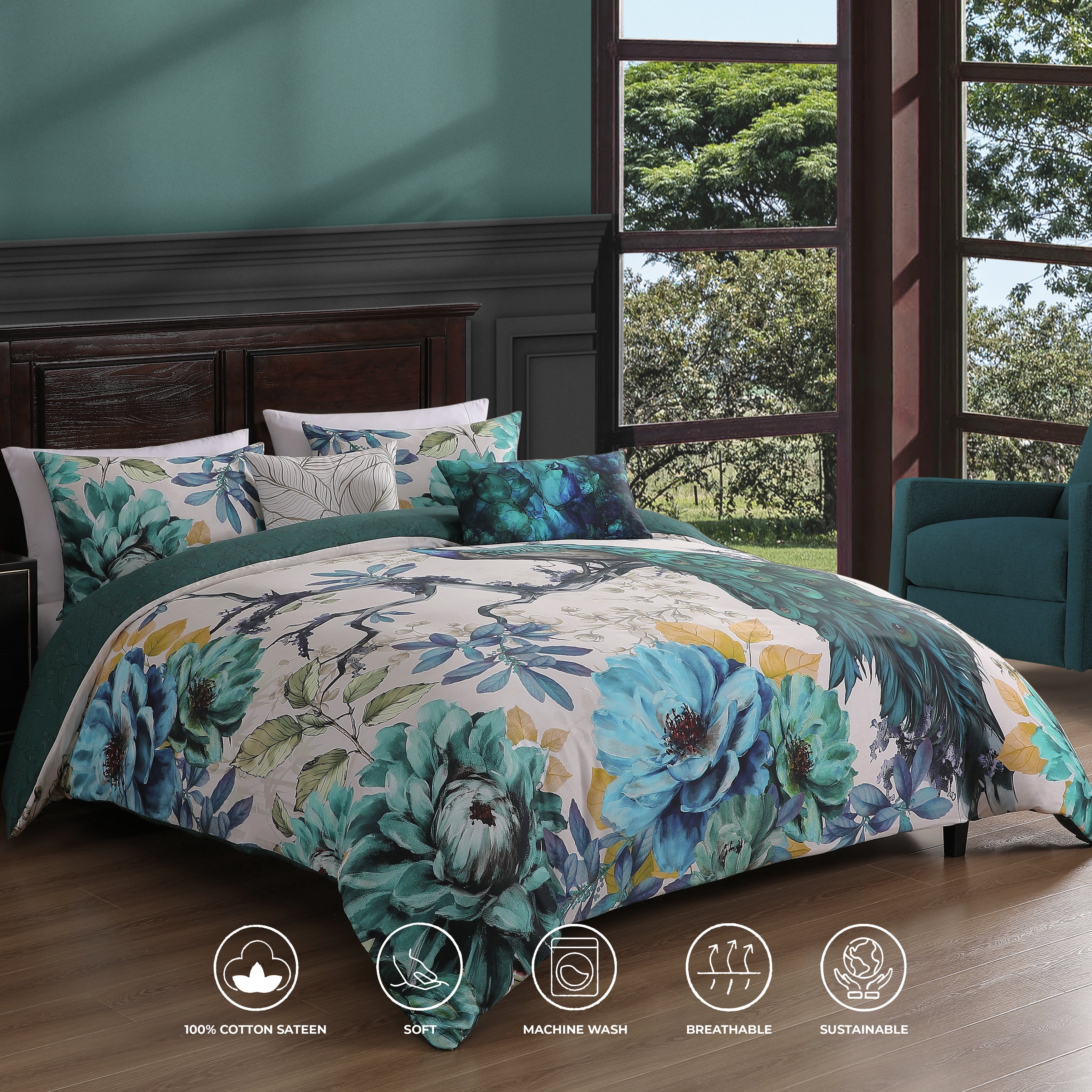 Bebejan Peacock Jardin 5 Piece Reversible Comforter Set Comforter Sets By Bebejan®