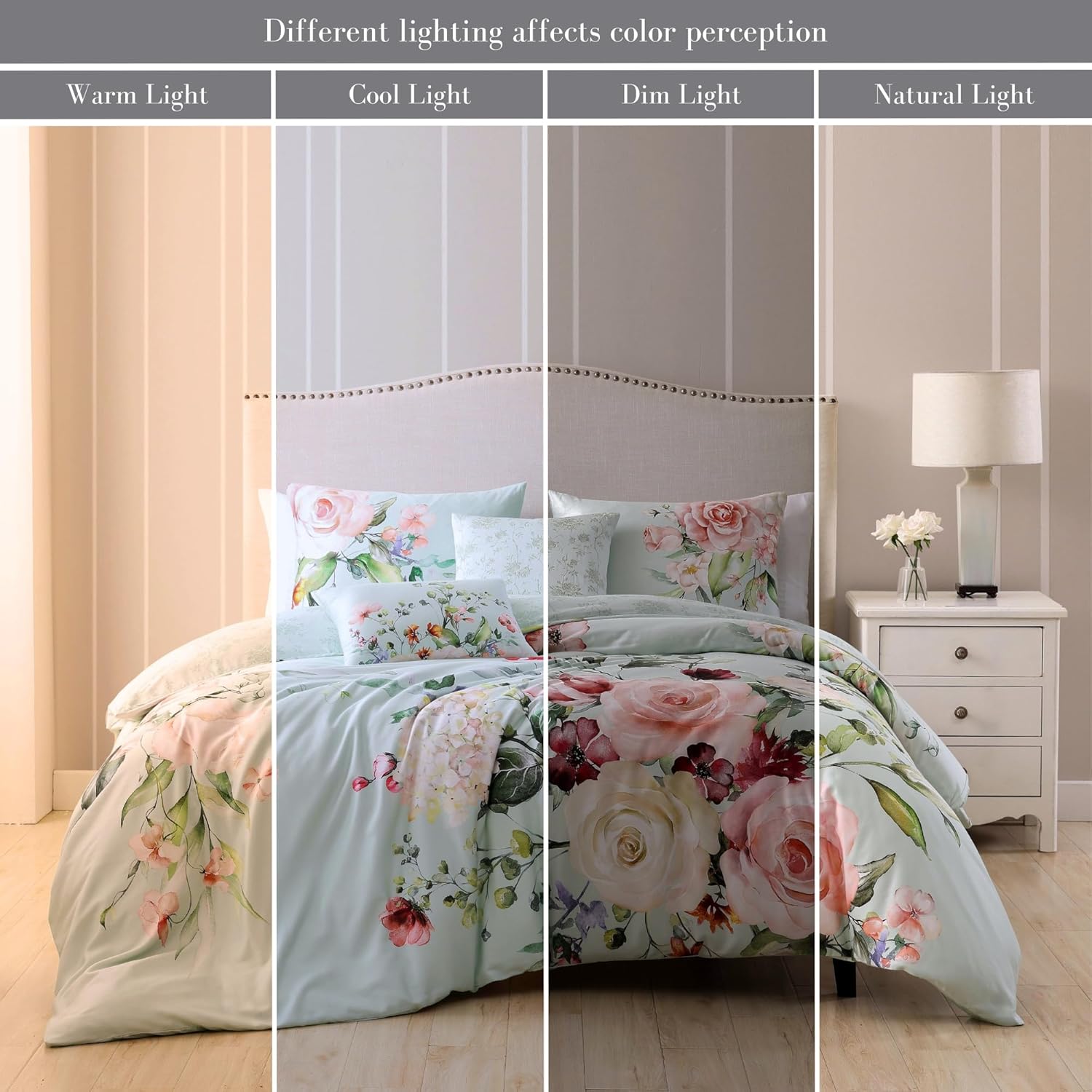 Bebejan Rose on Misty Green 5 Piece Reversible Comforter Set Comforter Sets By Bebejan®