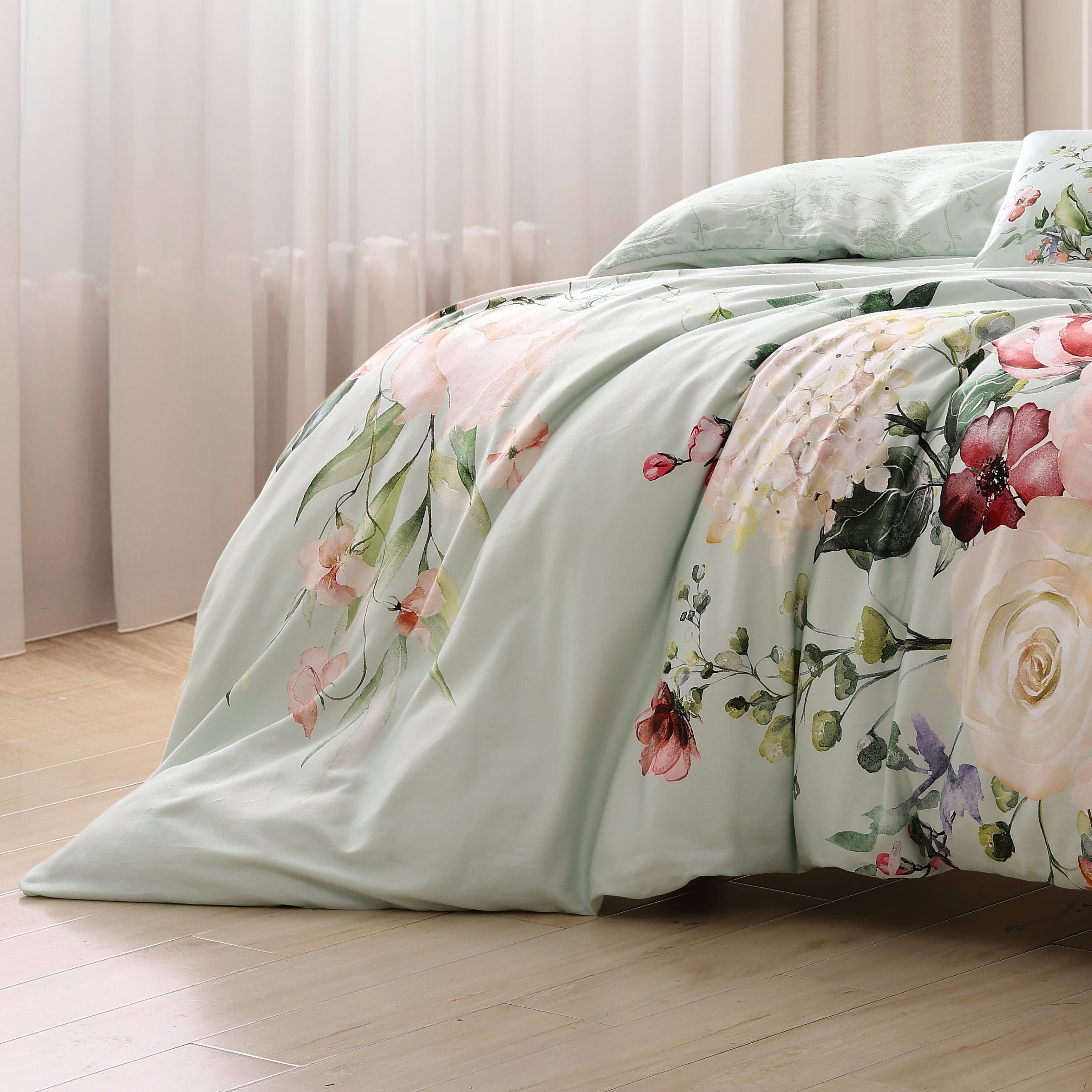 Bebejan Rose on Misty Green 5 Piece Reversible Comforter Set Comforter Sets By Bebejan®