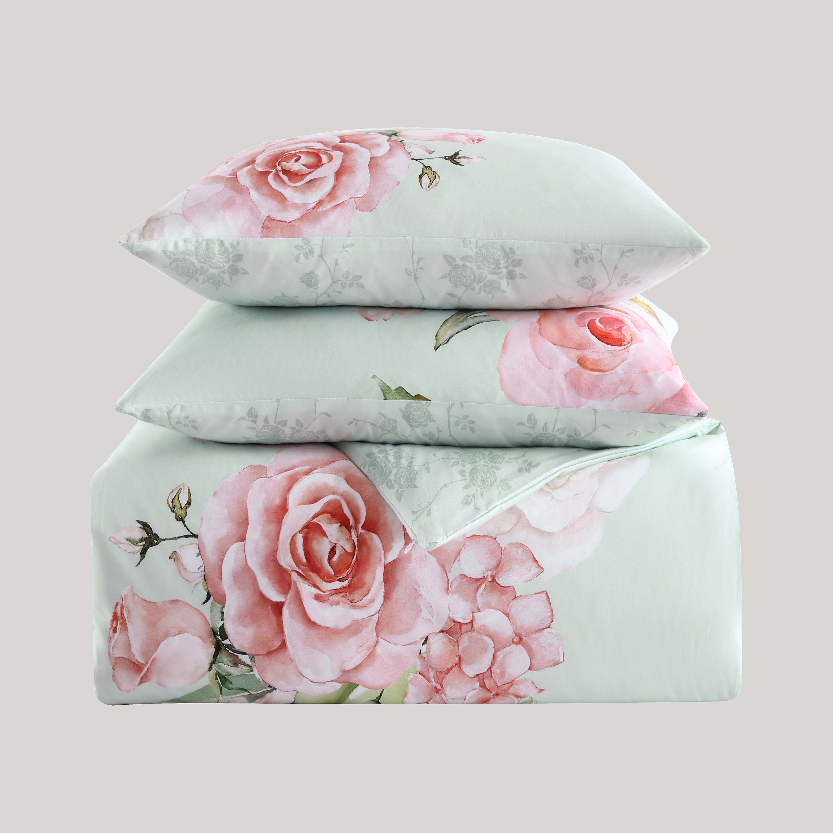 Bebejan Rose on Misty Green 5 Piece Reversible Comforter Set Comforter Sets By Bebejan®