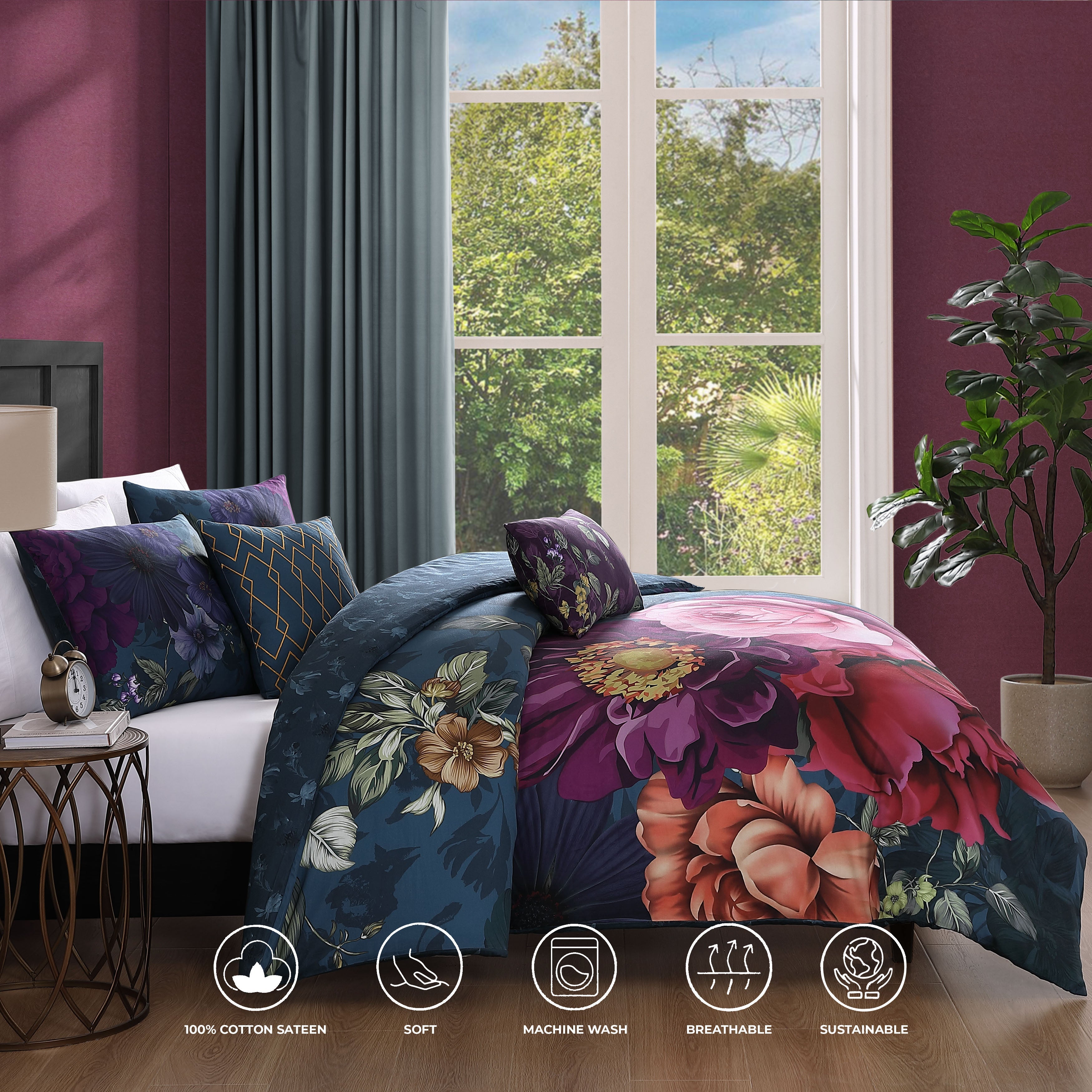 Bebejan Vibrant Flora 5 Piece Reversible Comforter Set Comforter Sets By Bebejan®