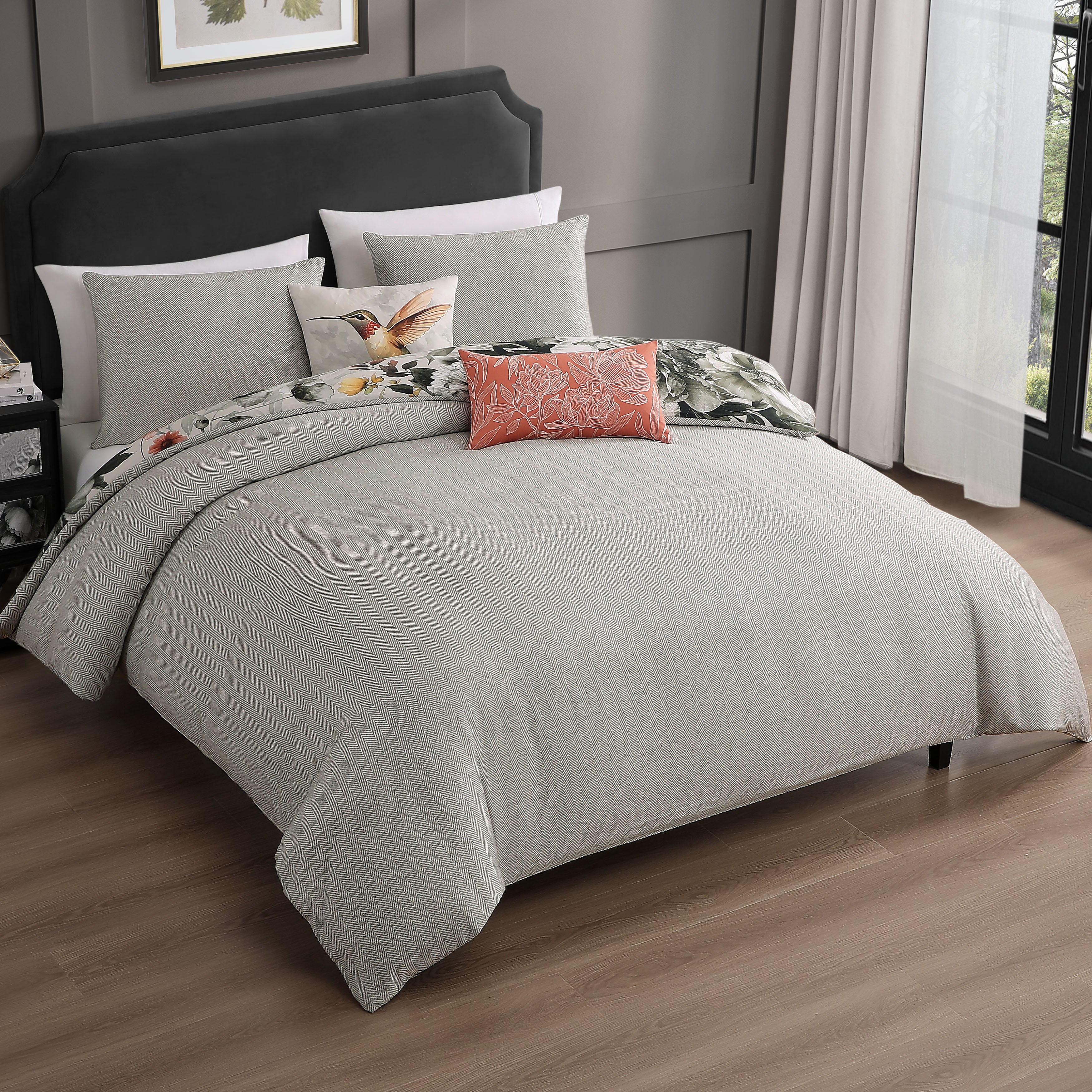 Bebejan Vintage Bloom 5 Piece Reversible Comforter Set