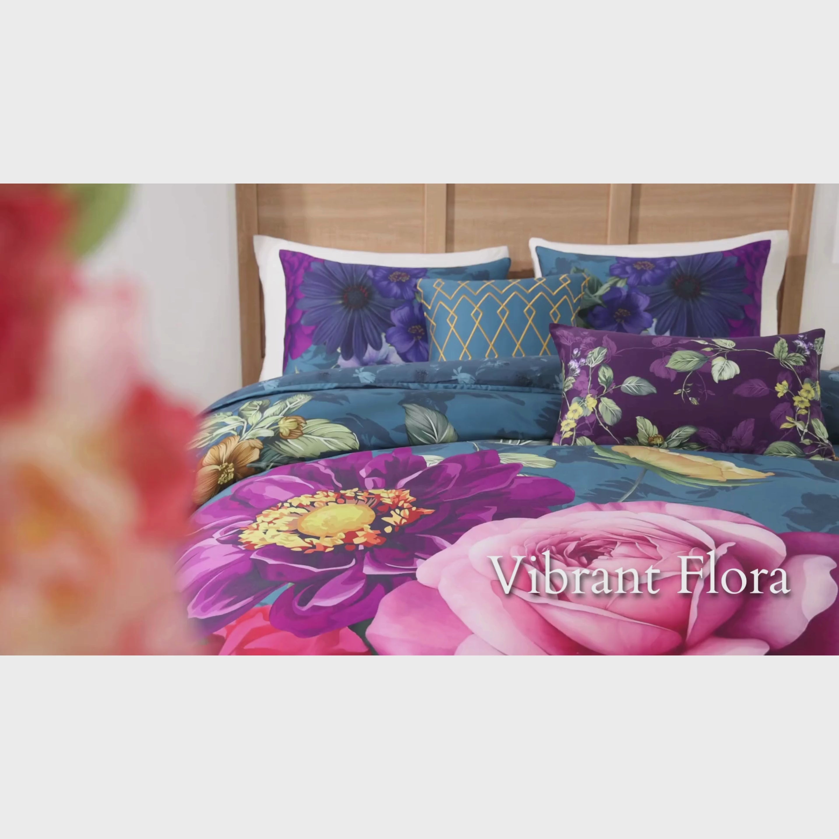 Bebejan Vibrant Flora 5 Piece Reversible Comforter Set